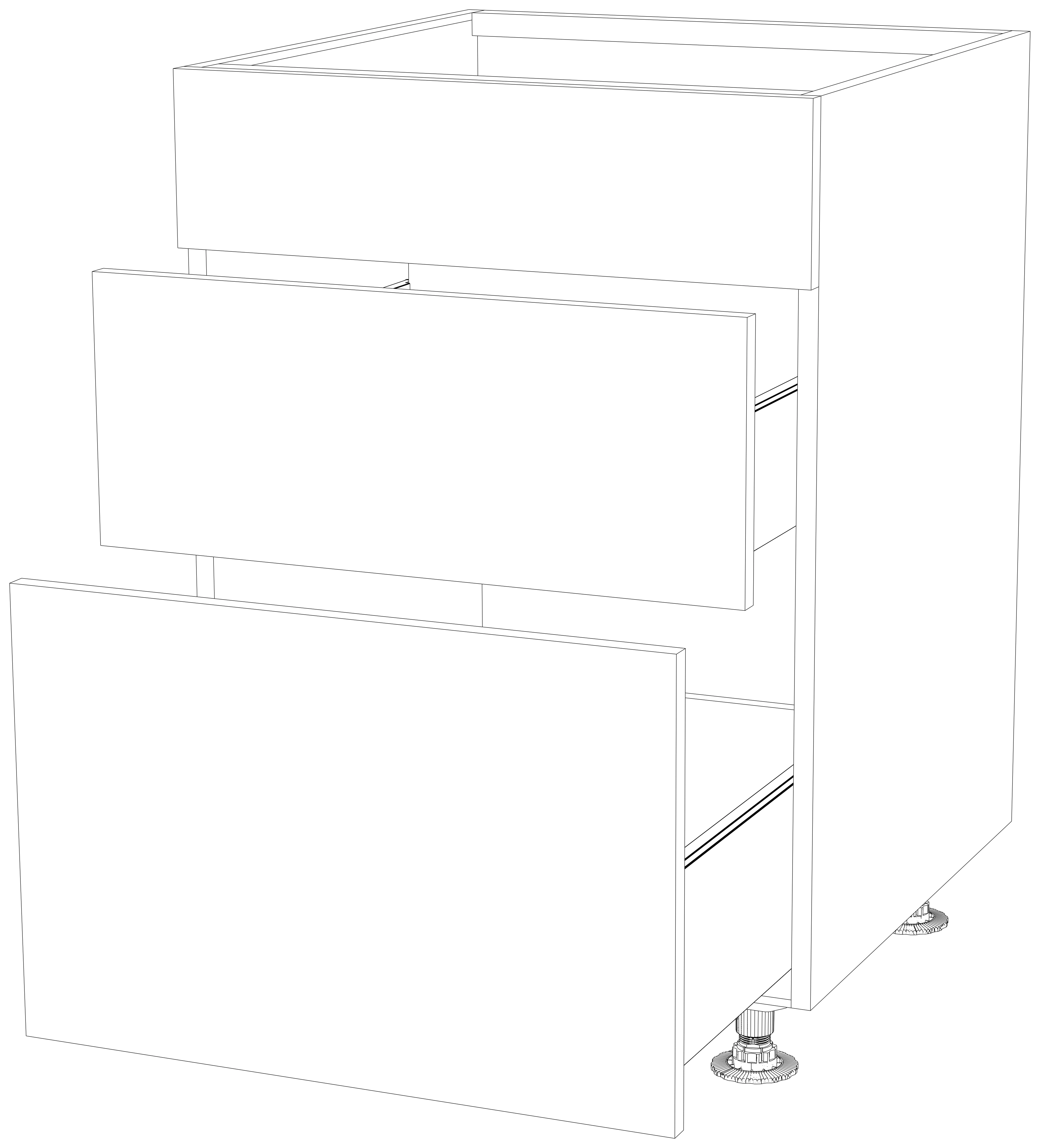 Dibujo técnico — Mueble Bajo 80 Fregadero 1 Frente Fijo 2 Caceroleros