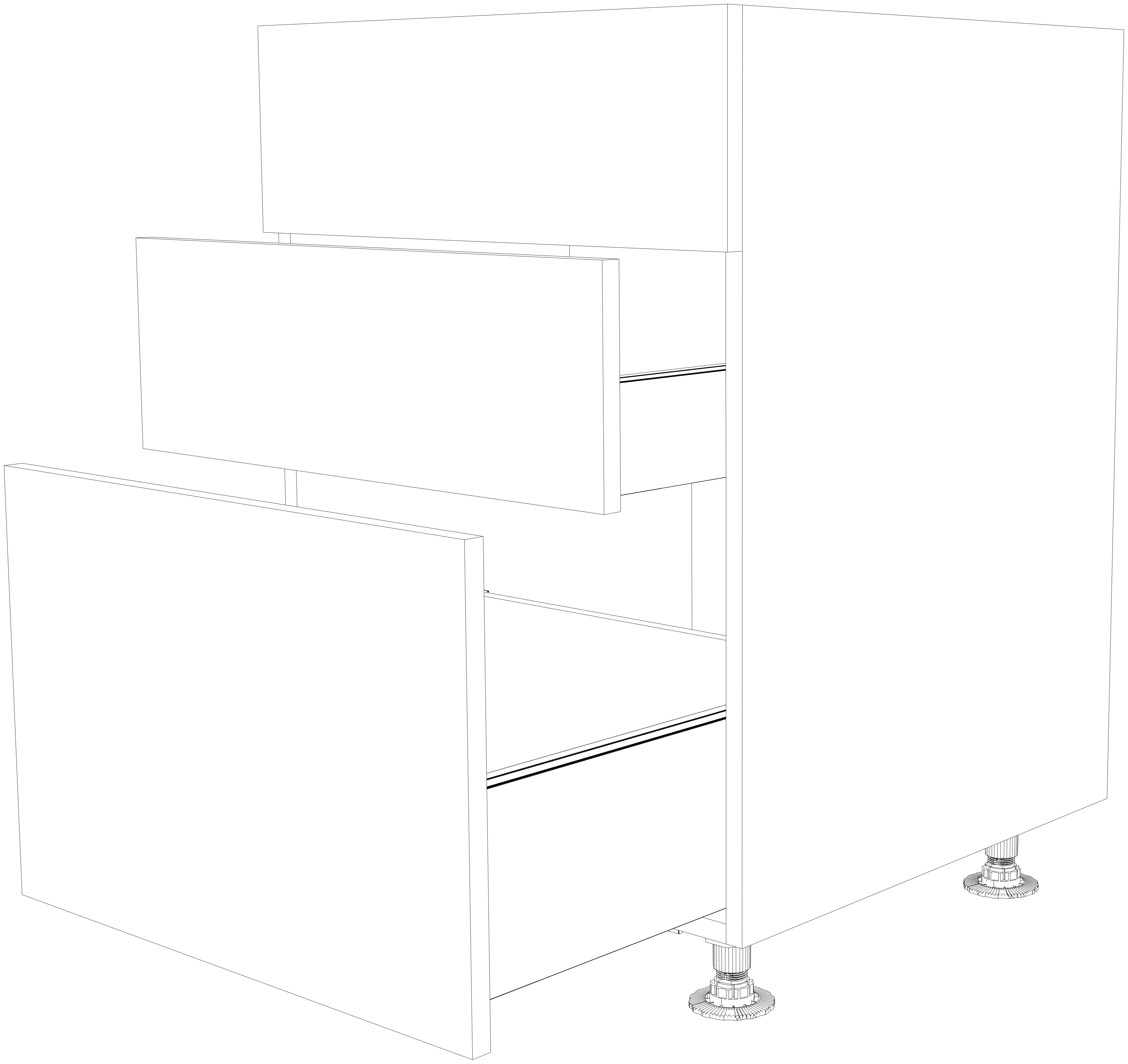 Dibujo técnico — Mueble Bajo 80 Placa Extractor 1 Frente Fijo 1 Cajon 1 Cacerolero P70