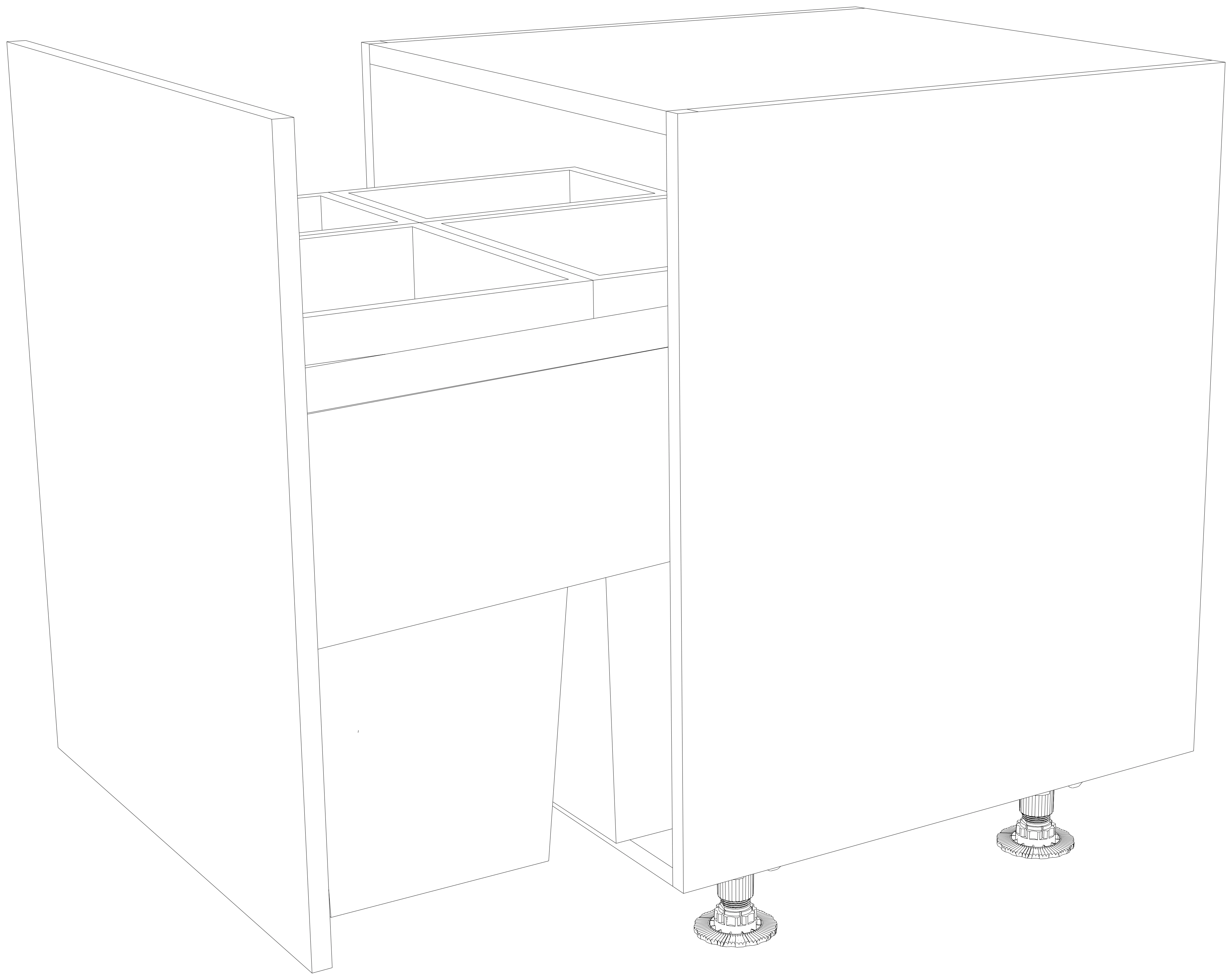 Dibujo técnico — Mueble Bajo 80 Puerta Cubo Basura Extraible