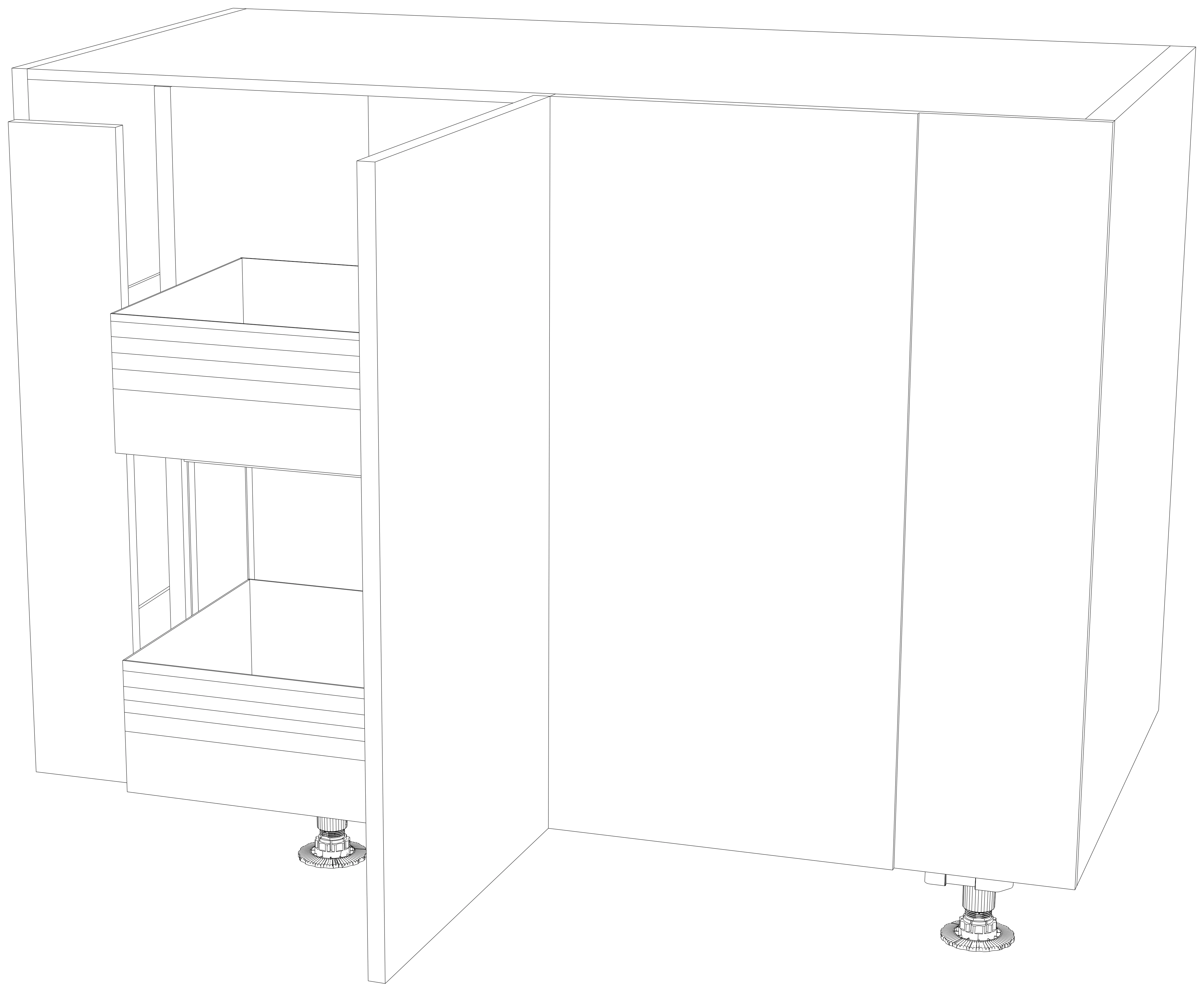 Dibujo técnico — Mueble Bajo 80 Rincon Ciego Extraible Urban Botellero Urban 1 Puerta