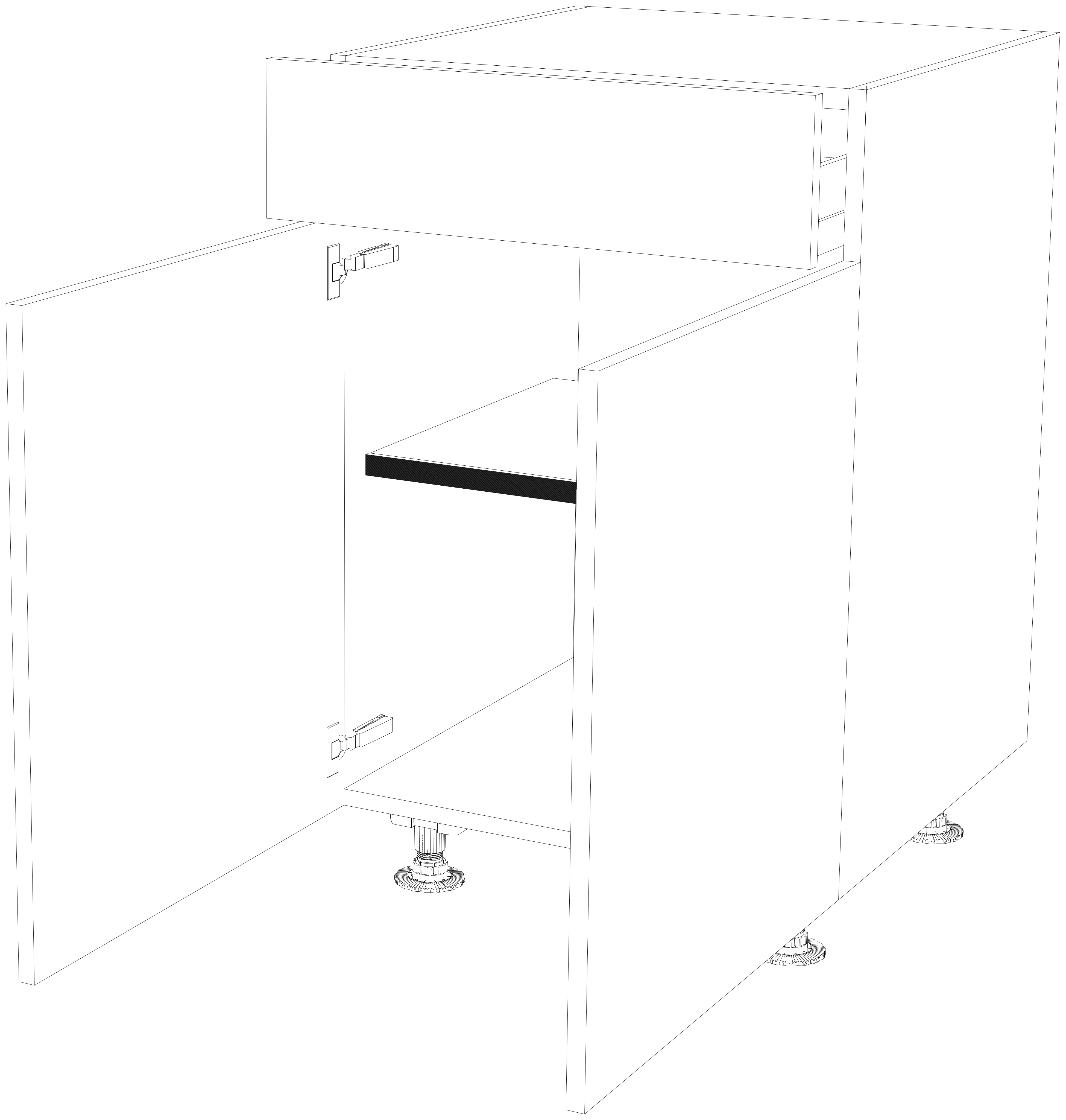 Dibujo técnico — Mueble Bajo 84 1 Cajon 2 Puertas P70