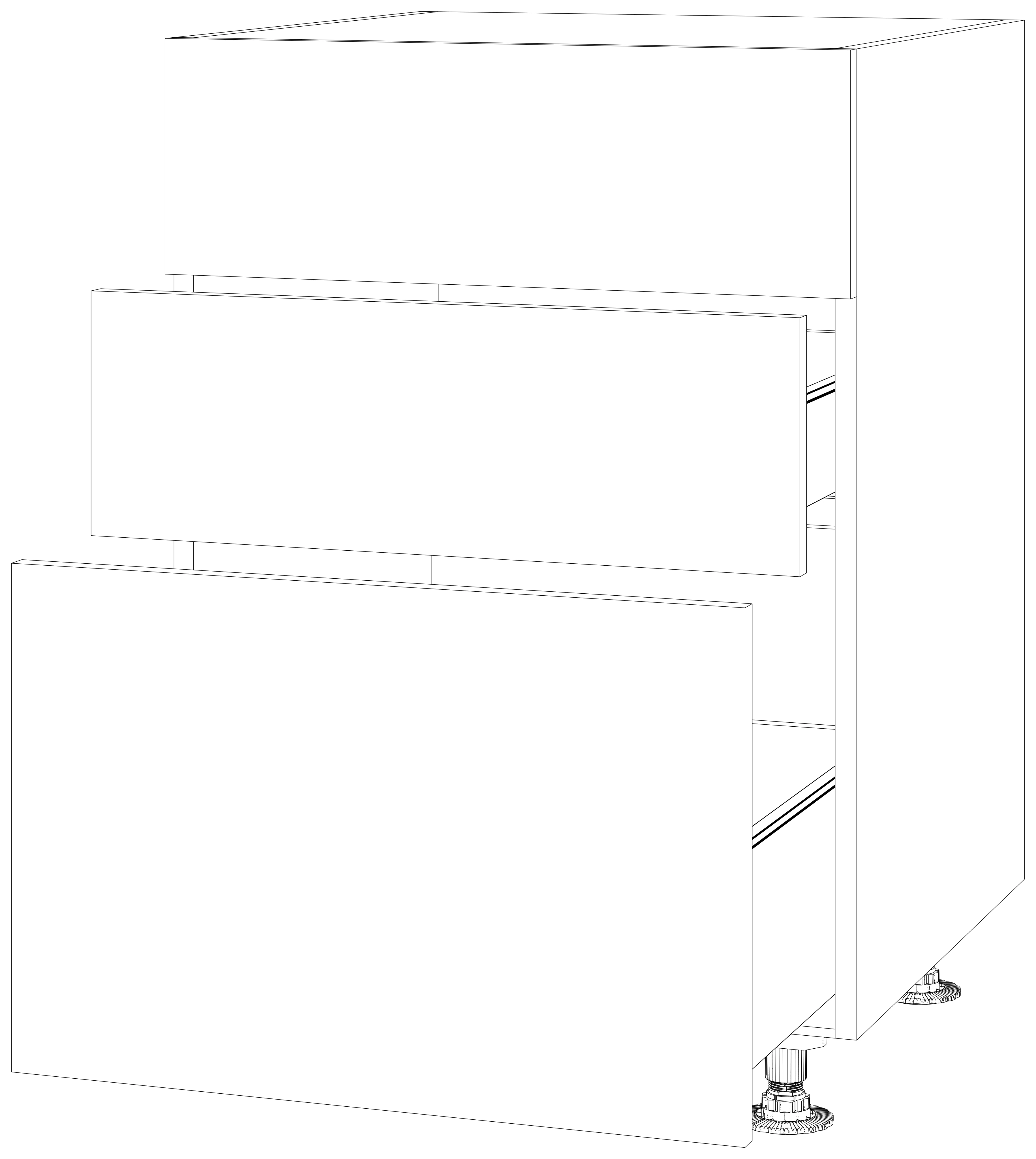 Dibujo técnico — Mueble Bajo 84 2 Cajones 1 Cacerolero P70