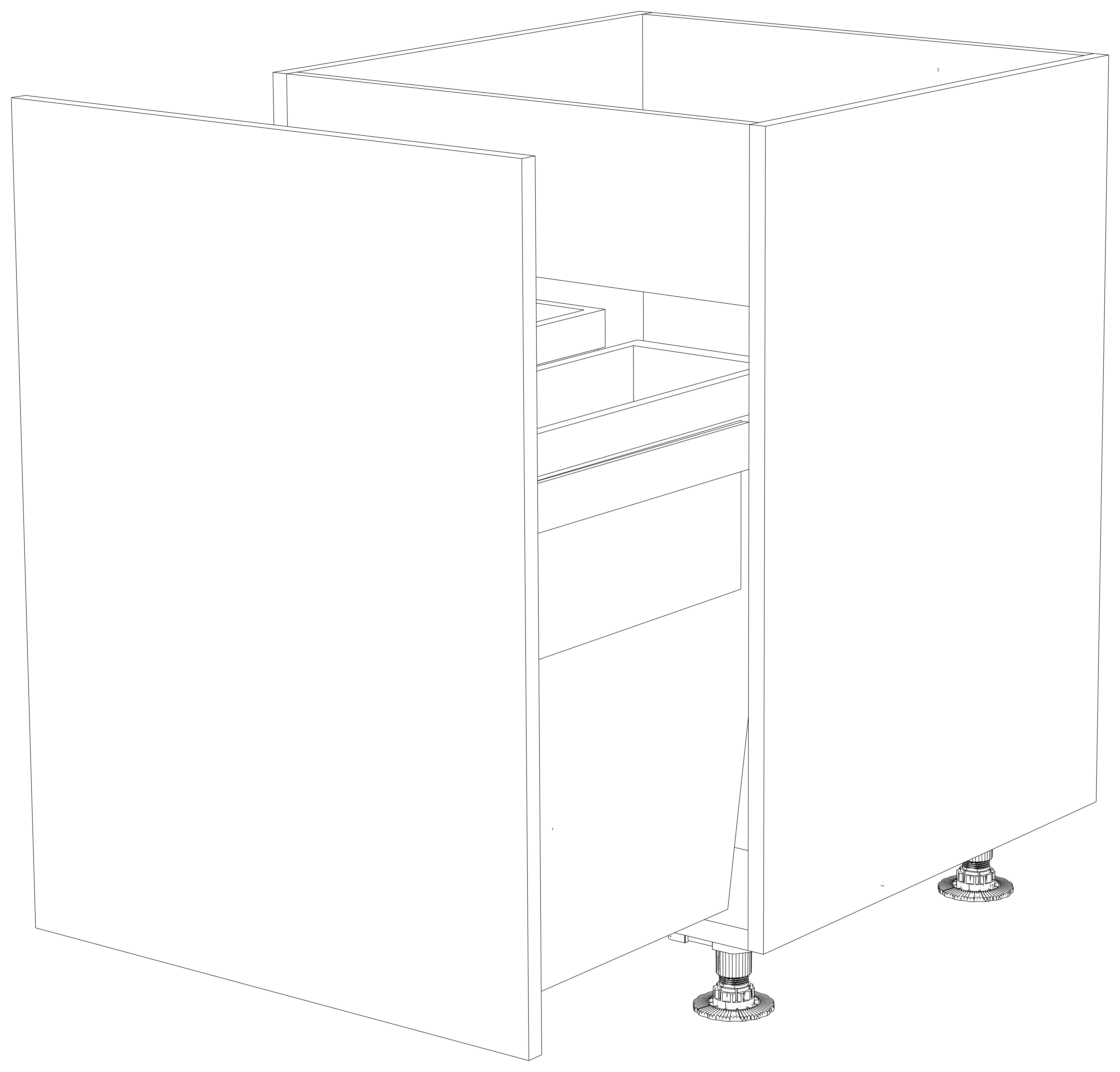 Dibujo técnico — Mueble Bajo 84 Fregadero 1 Puerta Cubo Basura Extraible P70