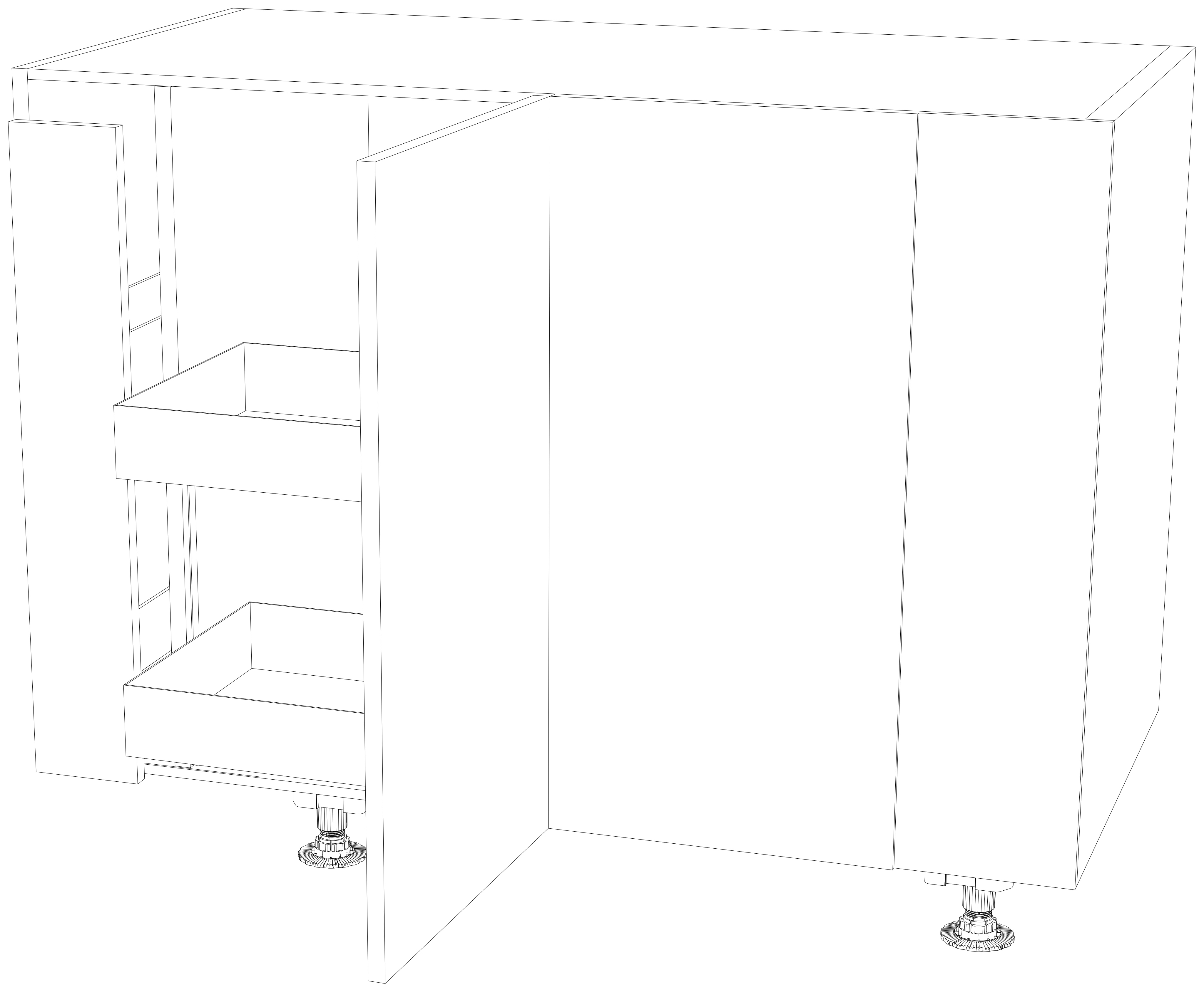 Dibujo técnico — Mueble Bajo 84 Rincon Ciego Extraible Lamina Botellero Lamina 1 Puerta P70