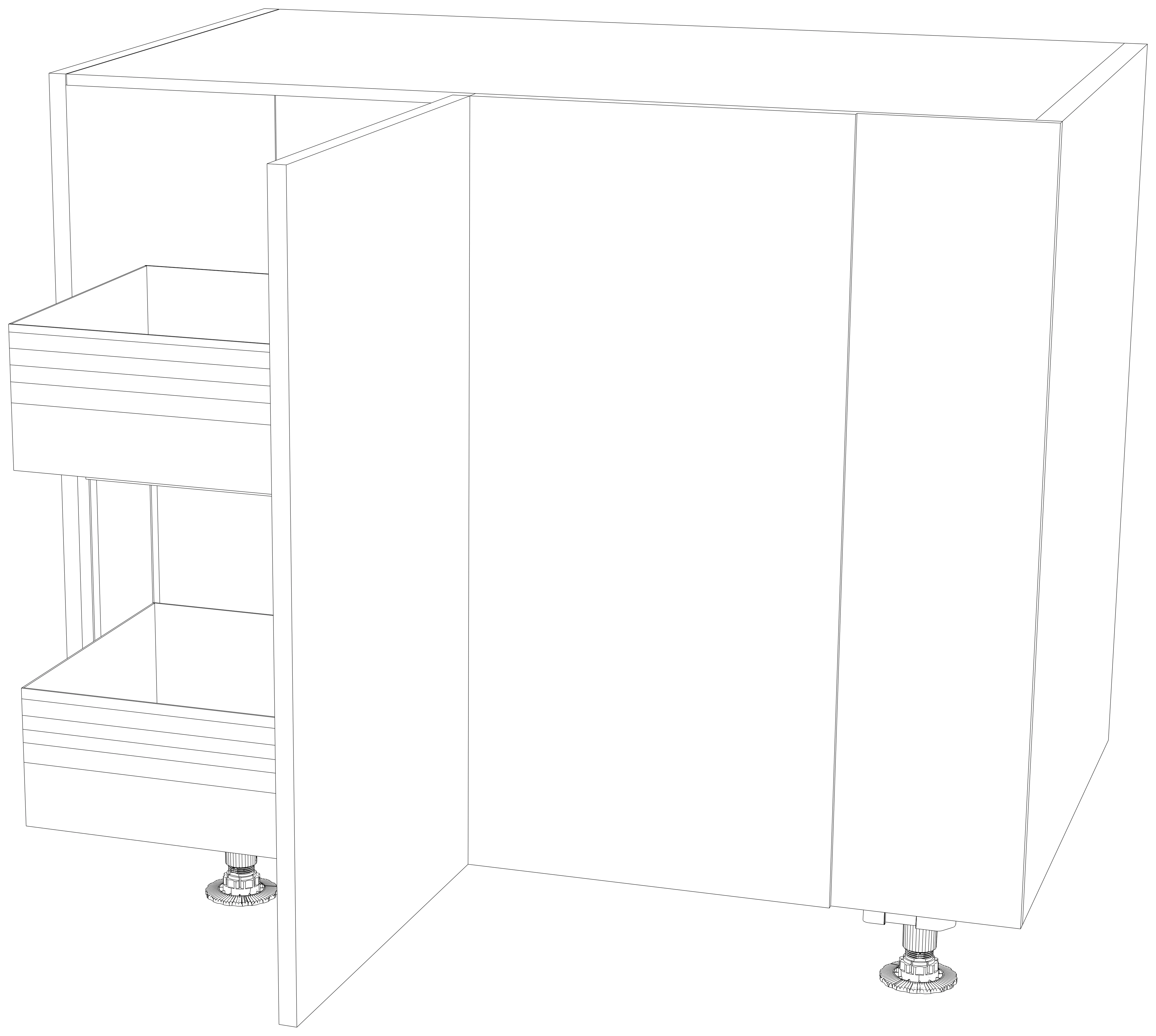 Dibujo técnico — Mueble Bajo 84 Rincon Ciego Extraible Urban 1 Puerta