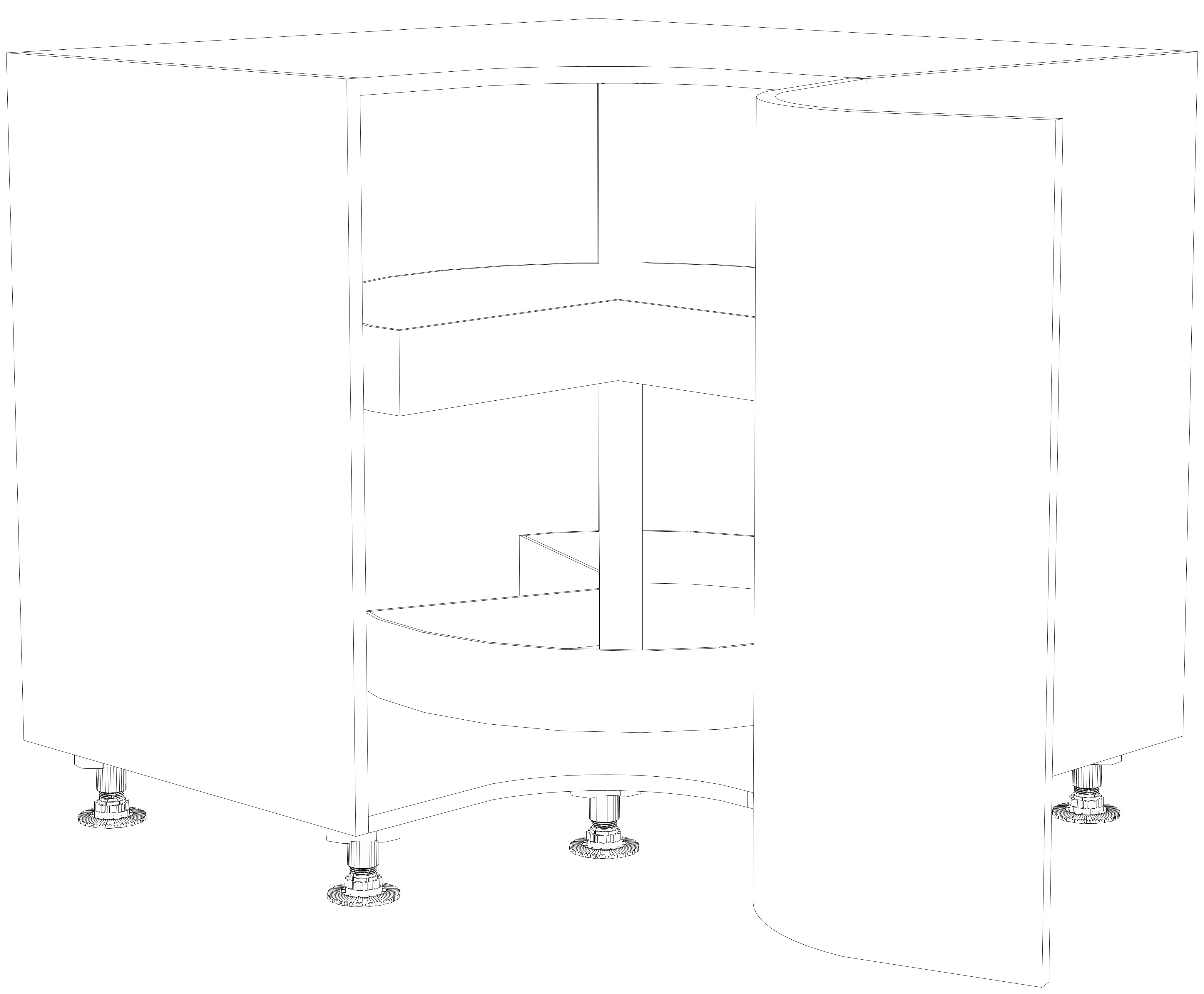 Dibujo técnico — Mueble bajo Gola 84 Rincon Curvo Torno Giratorio Antideslizante