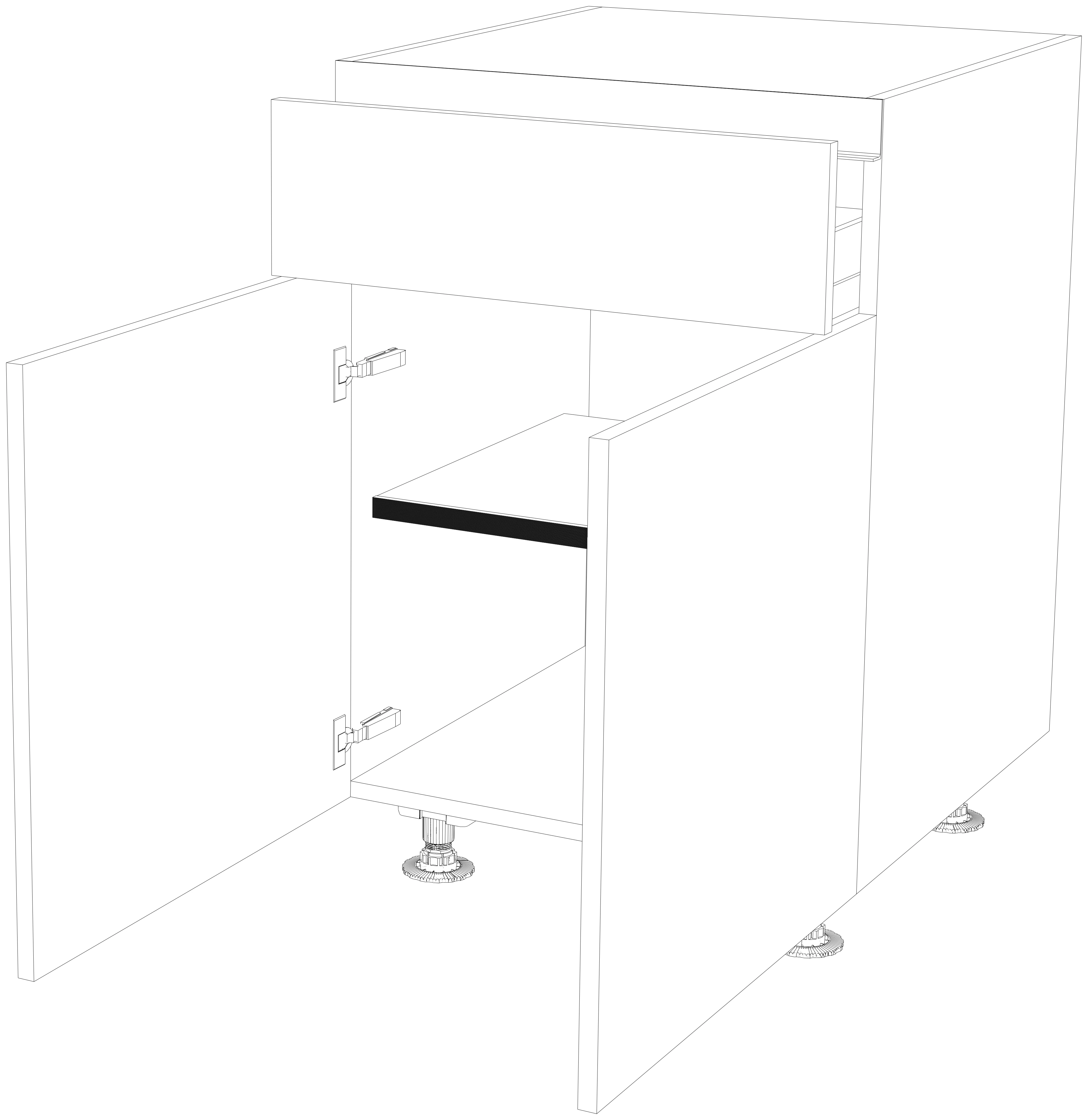 Dibujo técnico — Mueble Bajo Gola 84 1 Cajon 2 Puertas