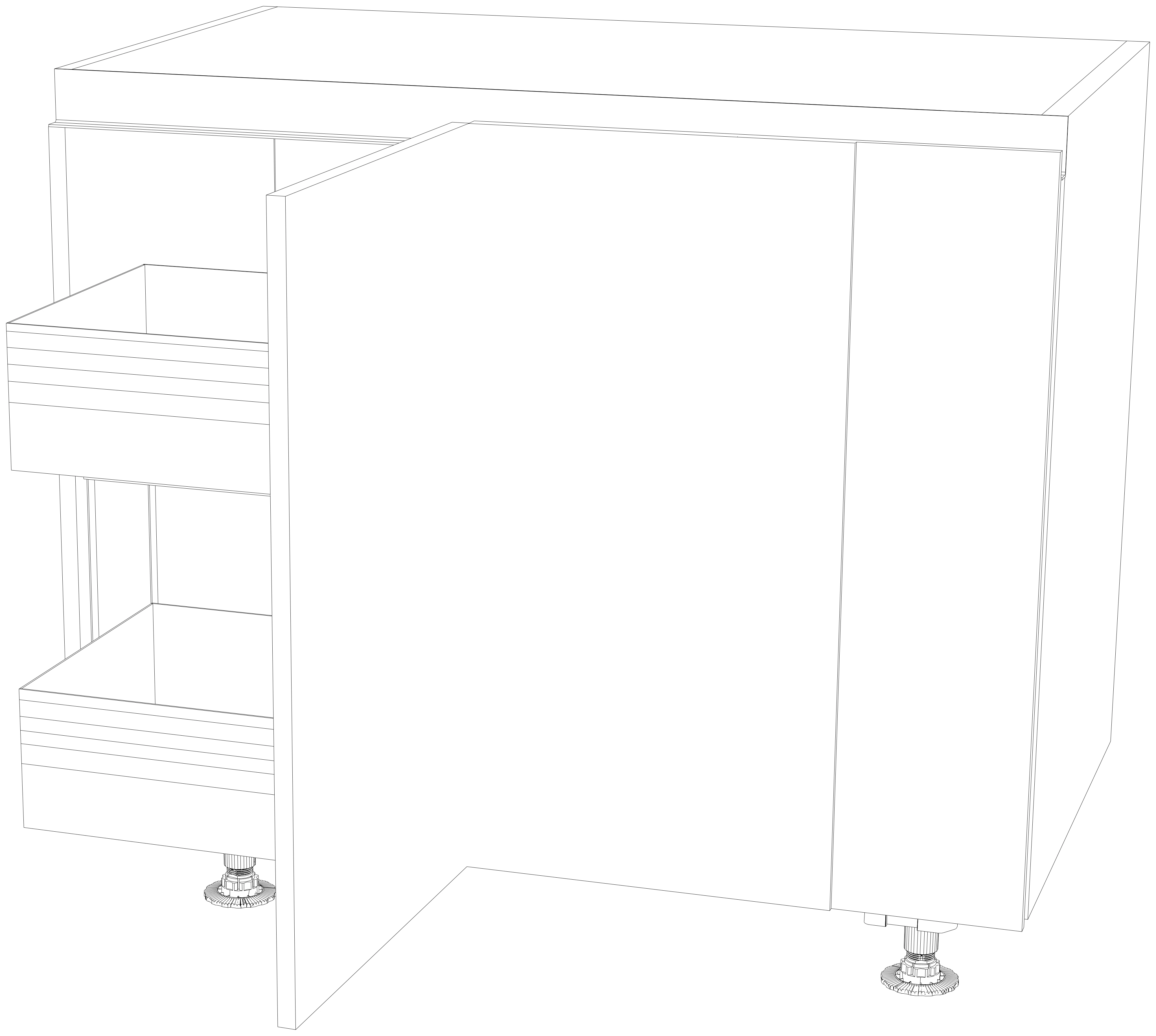 Dibujo técnico — Mueble Bajo Gola 84 Rincon Ciego Extraible Urban 1 Puerta