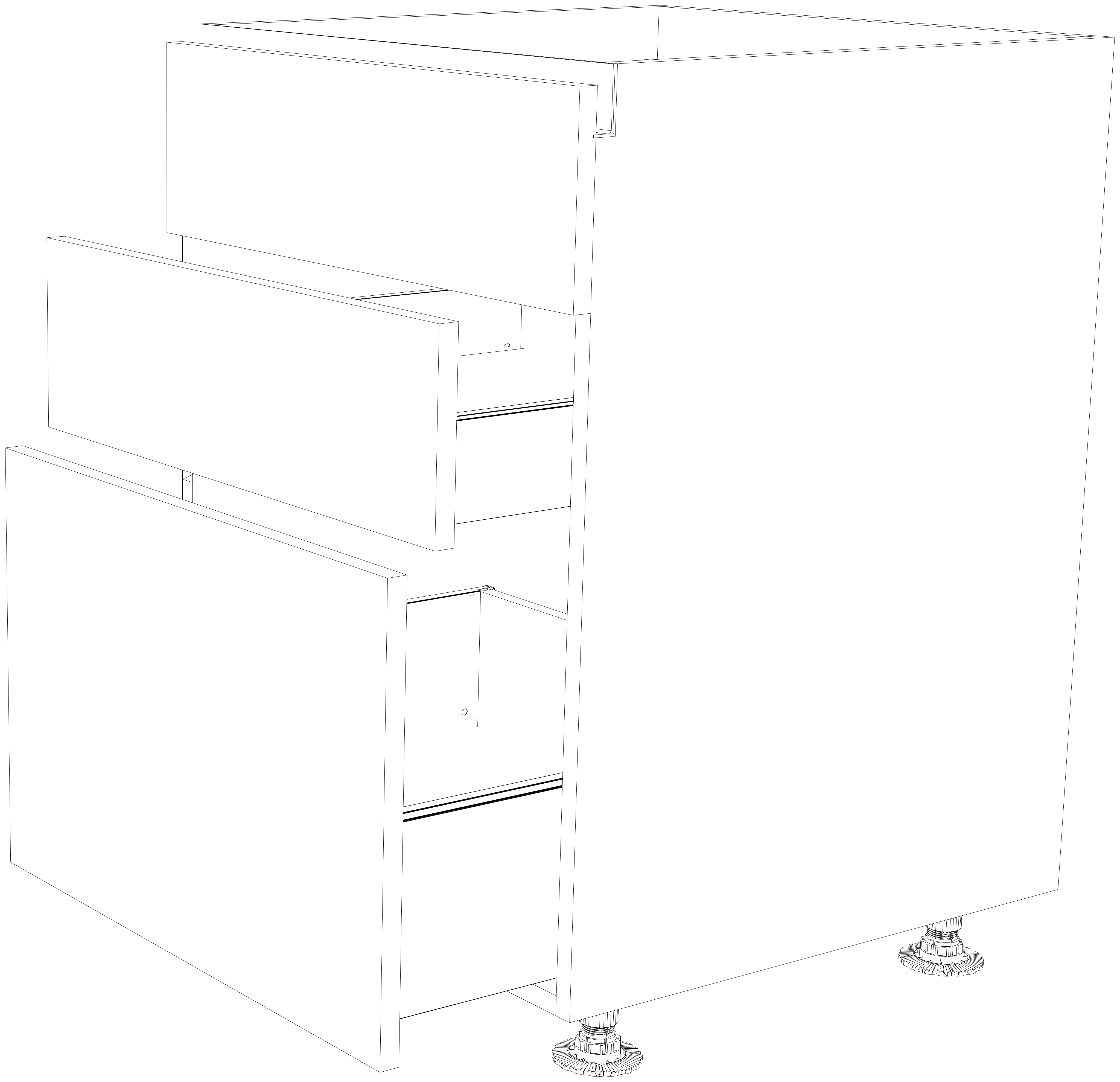 Dibujo técnico — Mueble Bajo Gola L 84 Placa 2 Cajones 1 Cacerolero