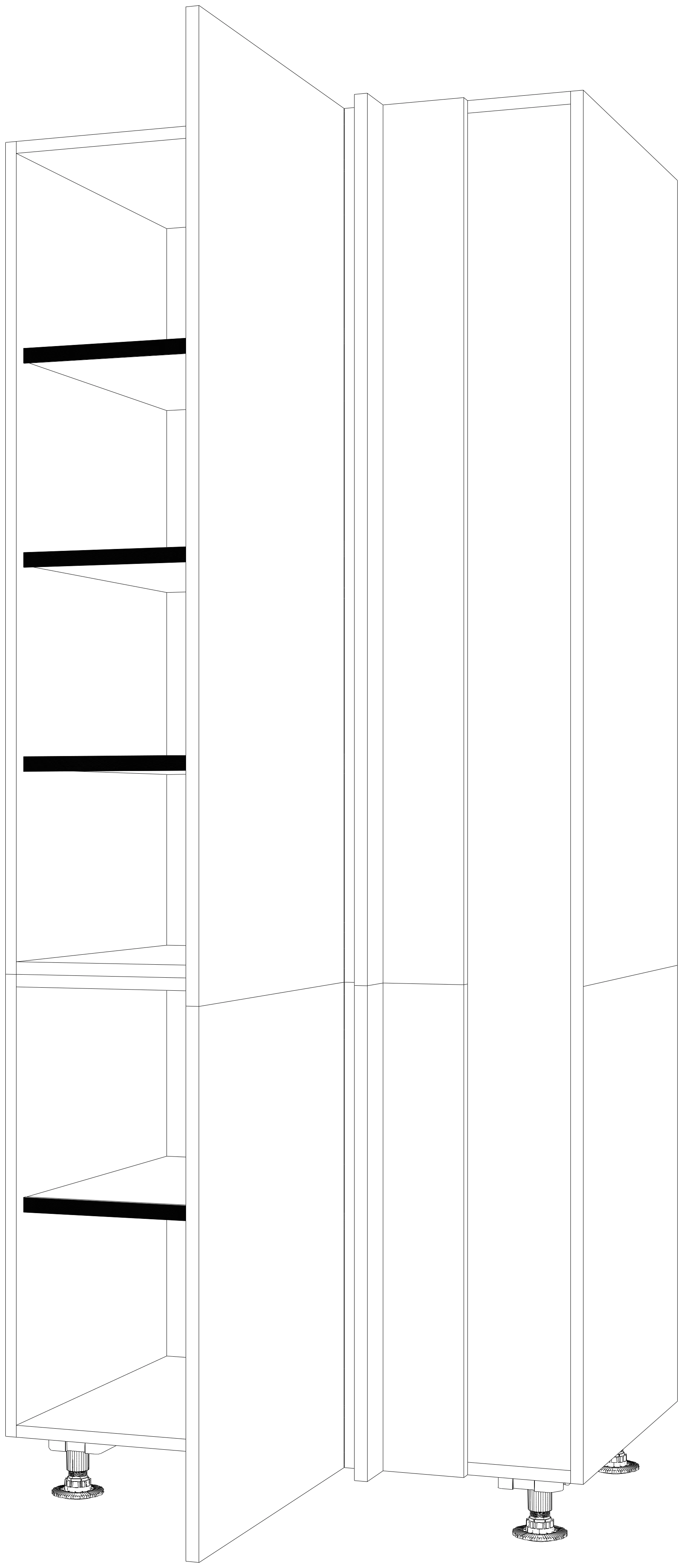 Dibujo técnico — Mueble Columna 196 Despensa Rincon Ciego 2 Puertas