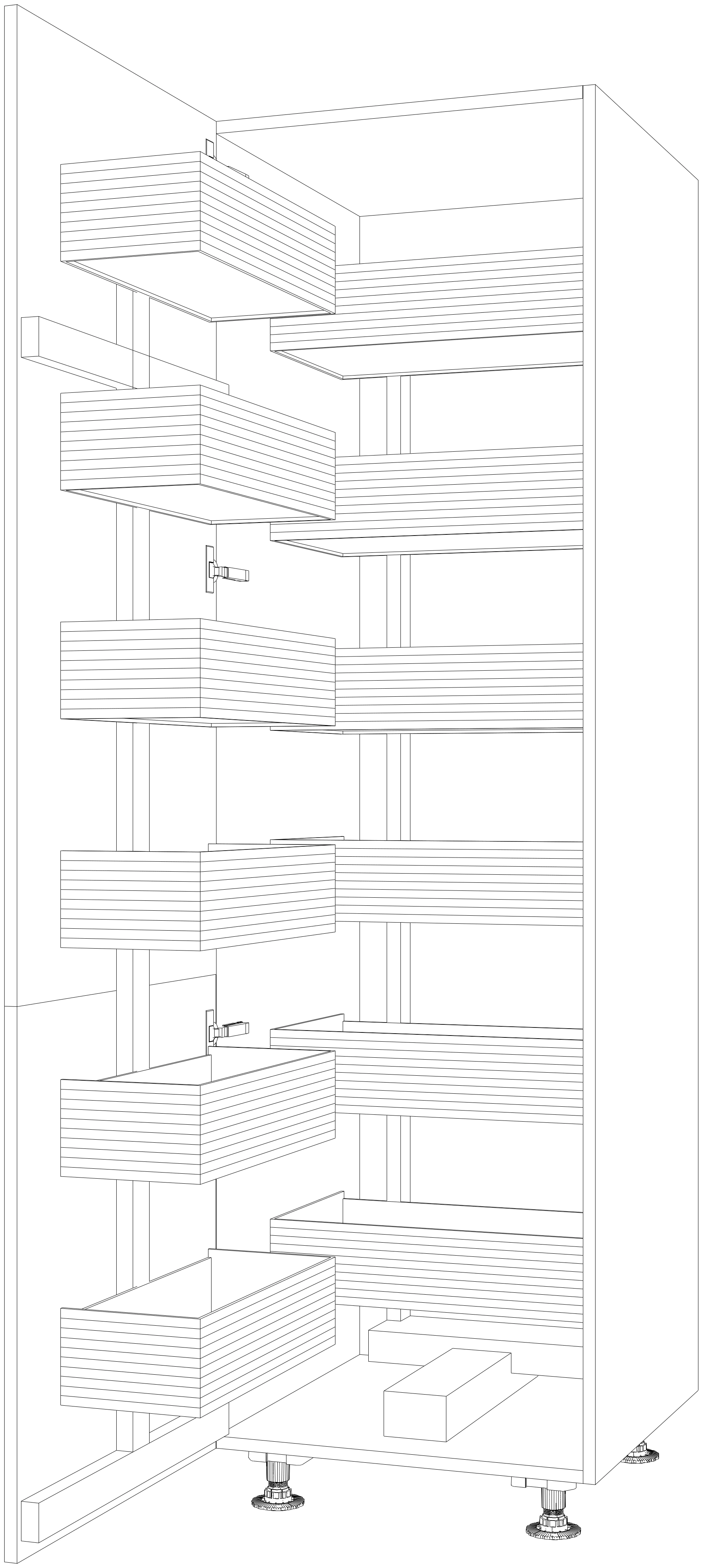 Dibujo técnico — Mueble Columna 196 Extraible Doble Urban 2 Puertas