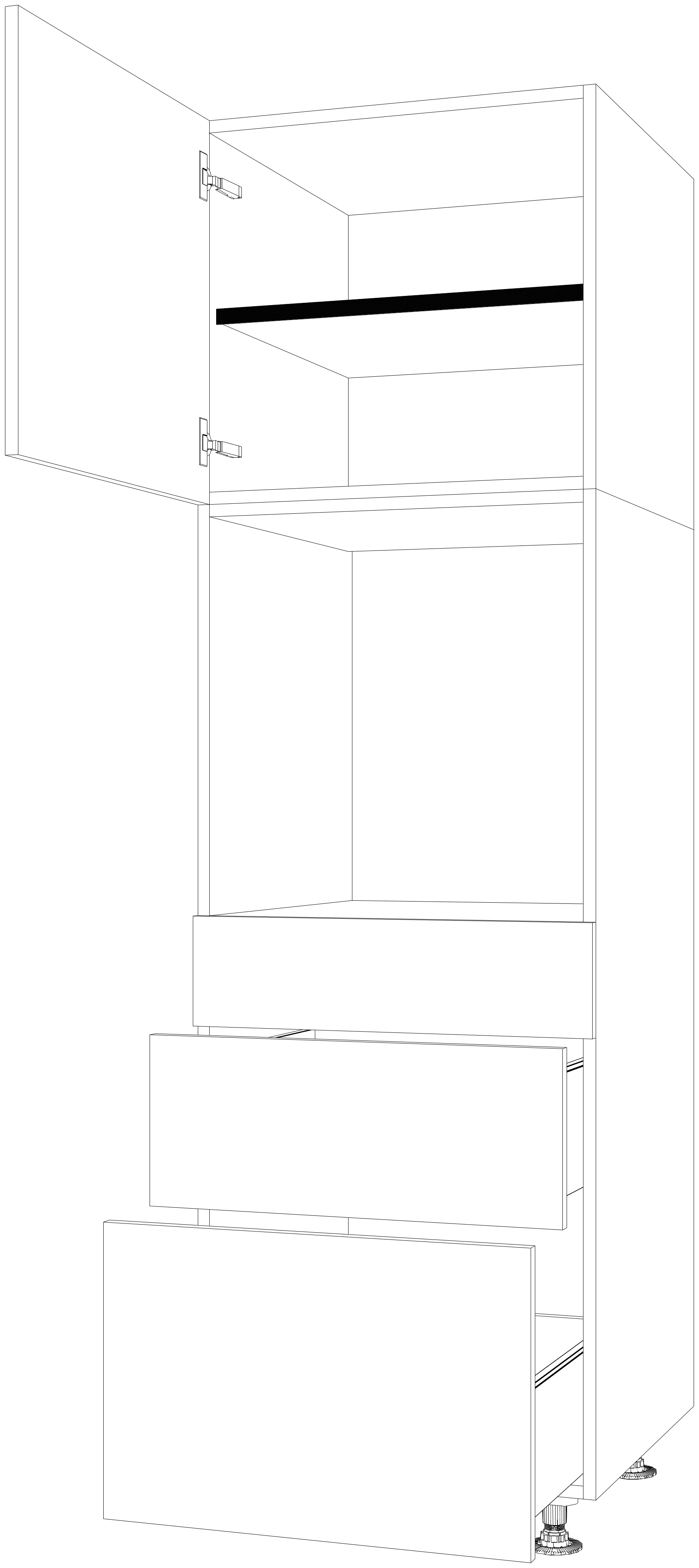 Dibujo técnico — Mueble Columna 206 Horno 1 Cajon 2 Caceroleros 1 Puerta