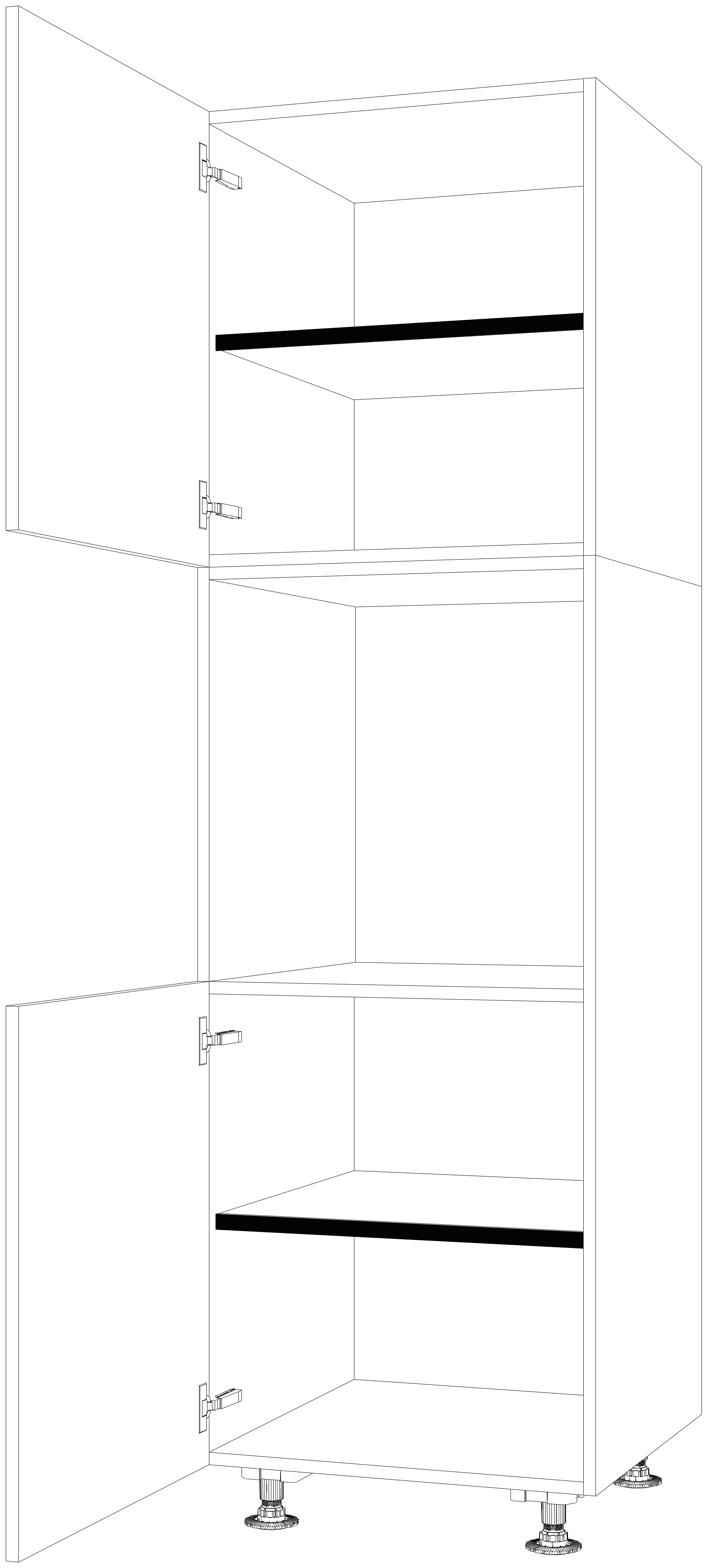 Dibujo técnico — Mueble Columna 206 Horno 2 Puertas