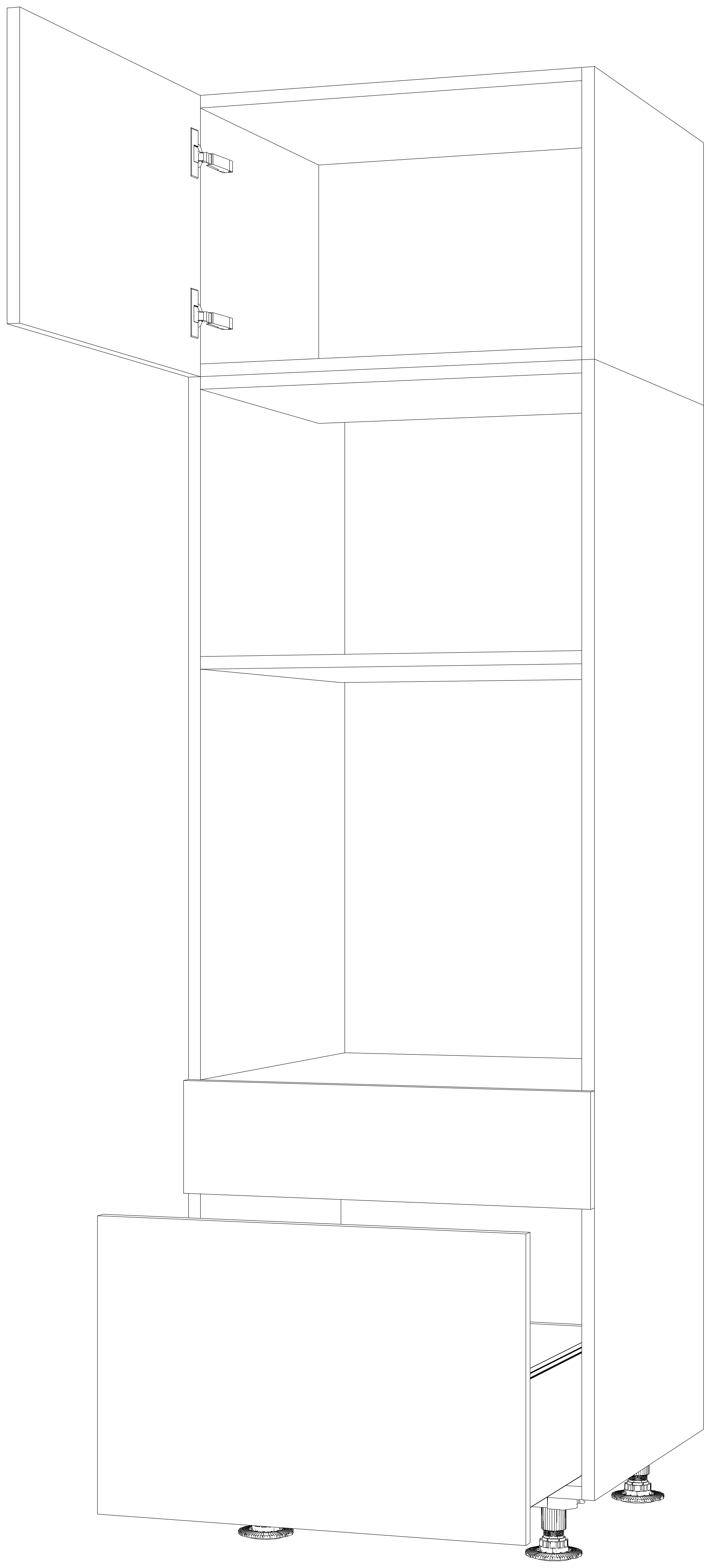 Dibujo técnico — Mueble Columna 196 Horno Micro 1 Cajon 1 Cacerolero 1 Puerta