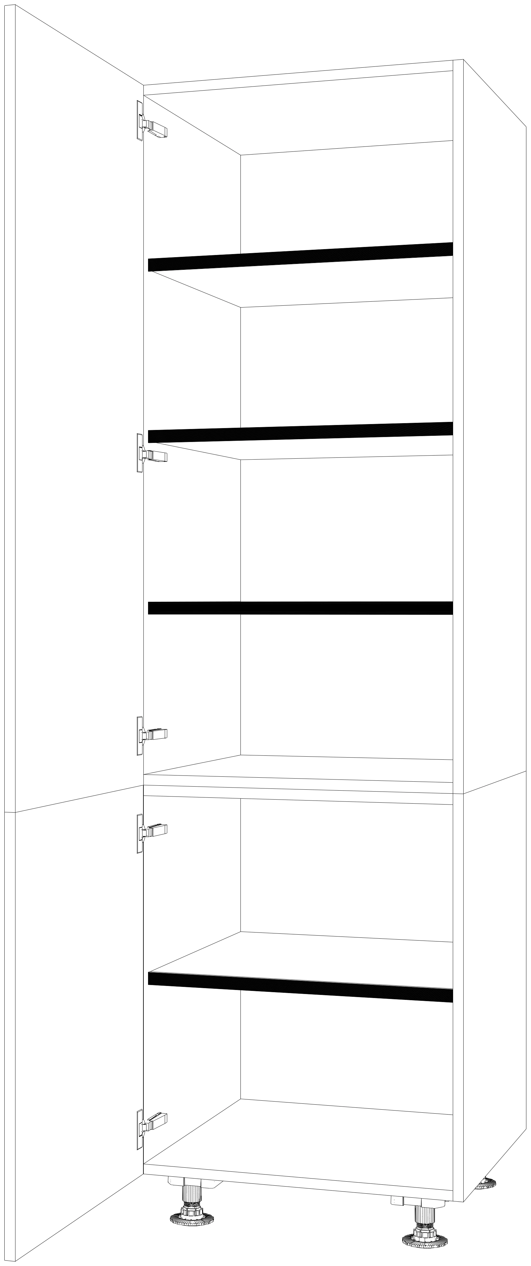 Dibujo técnico — Mueble Columna 206 Despensa 2 Puertas