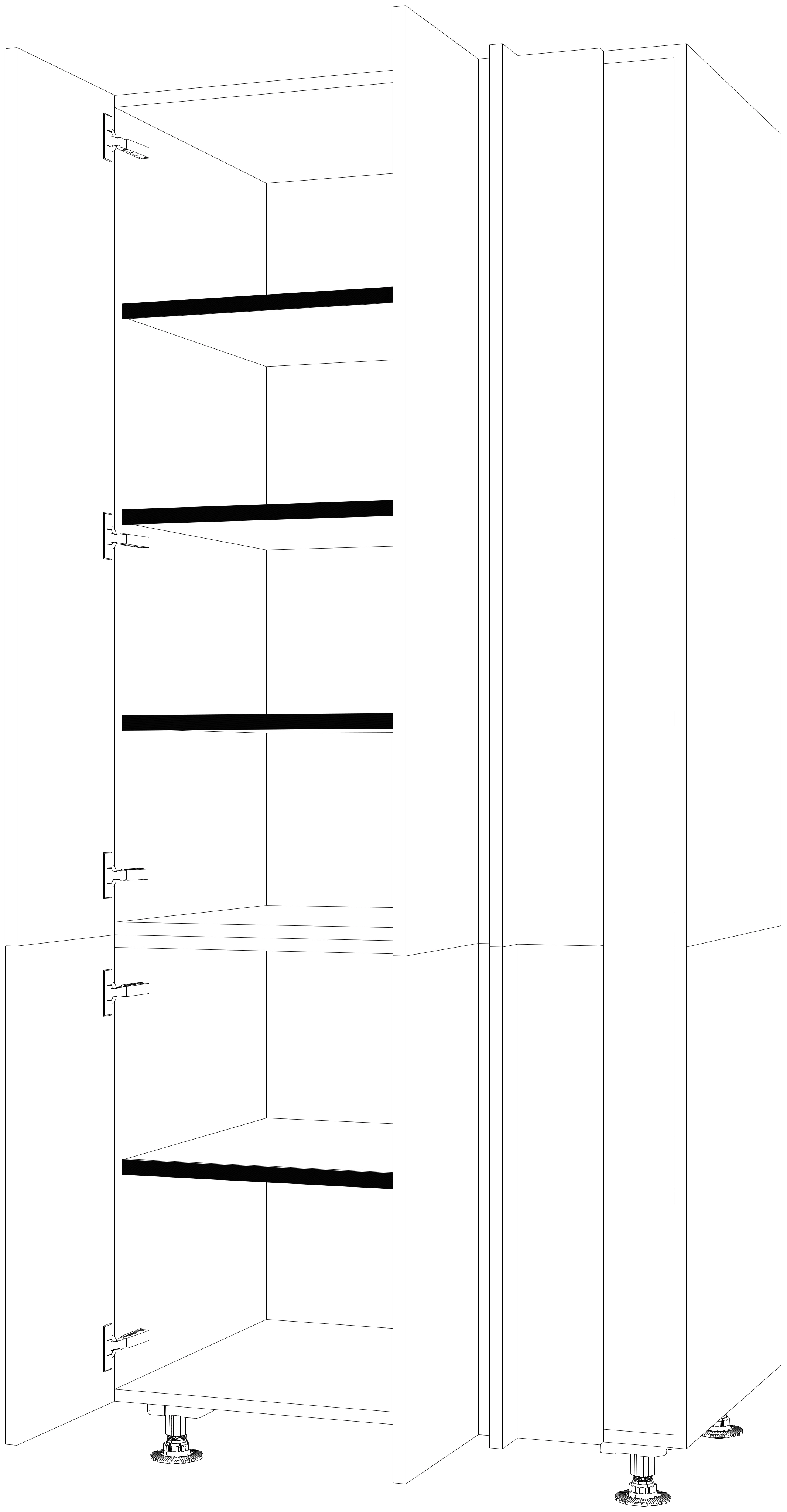 Dibujo técnico — Mueble Columna 206 Despensa Rincon Ciego 4 Puertas