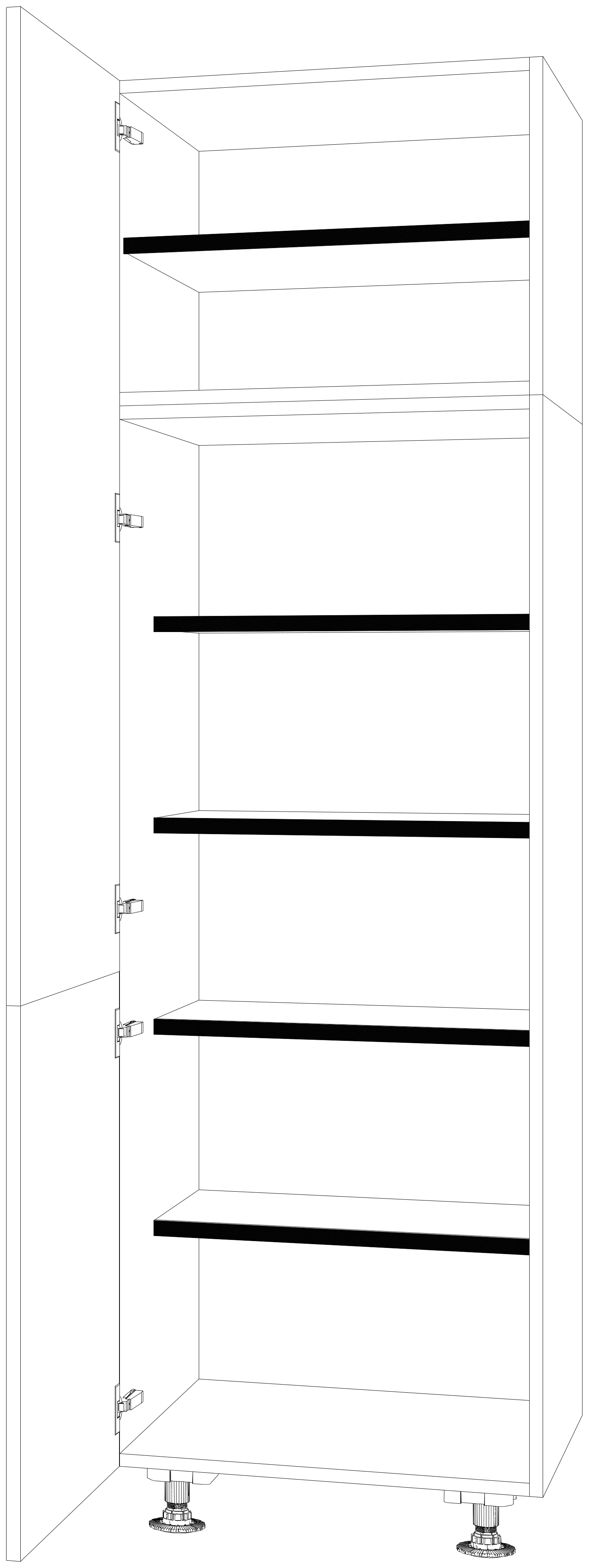 Dibujo técnico — Mueble Columna 206 Escobero 2 Puertas