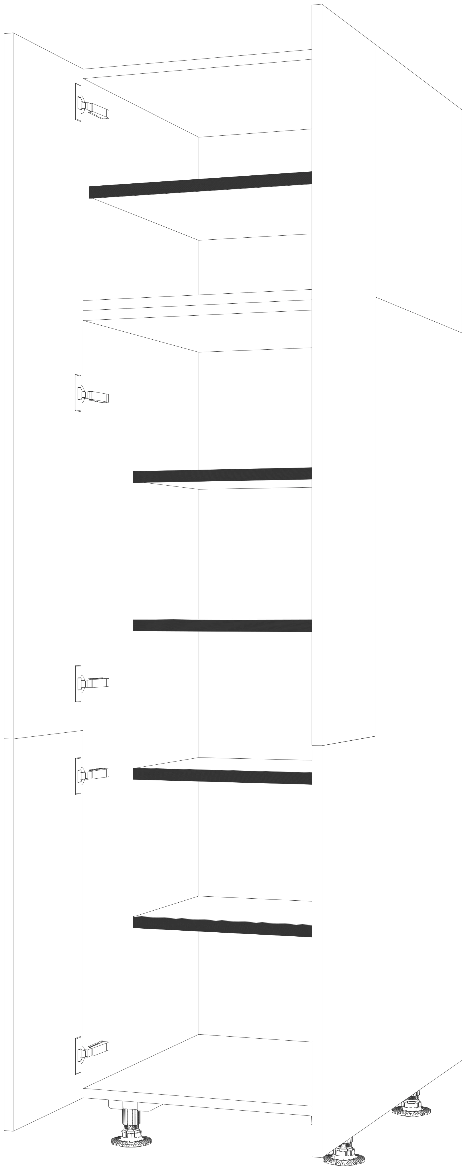 Dibujo técnico — Mueble Columna 206 Escobero 4 Puertas