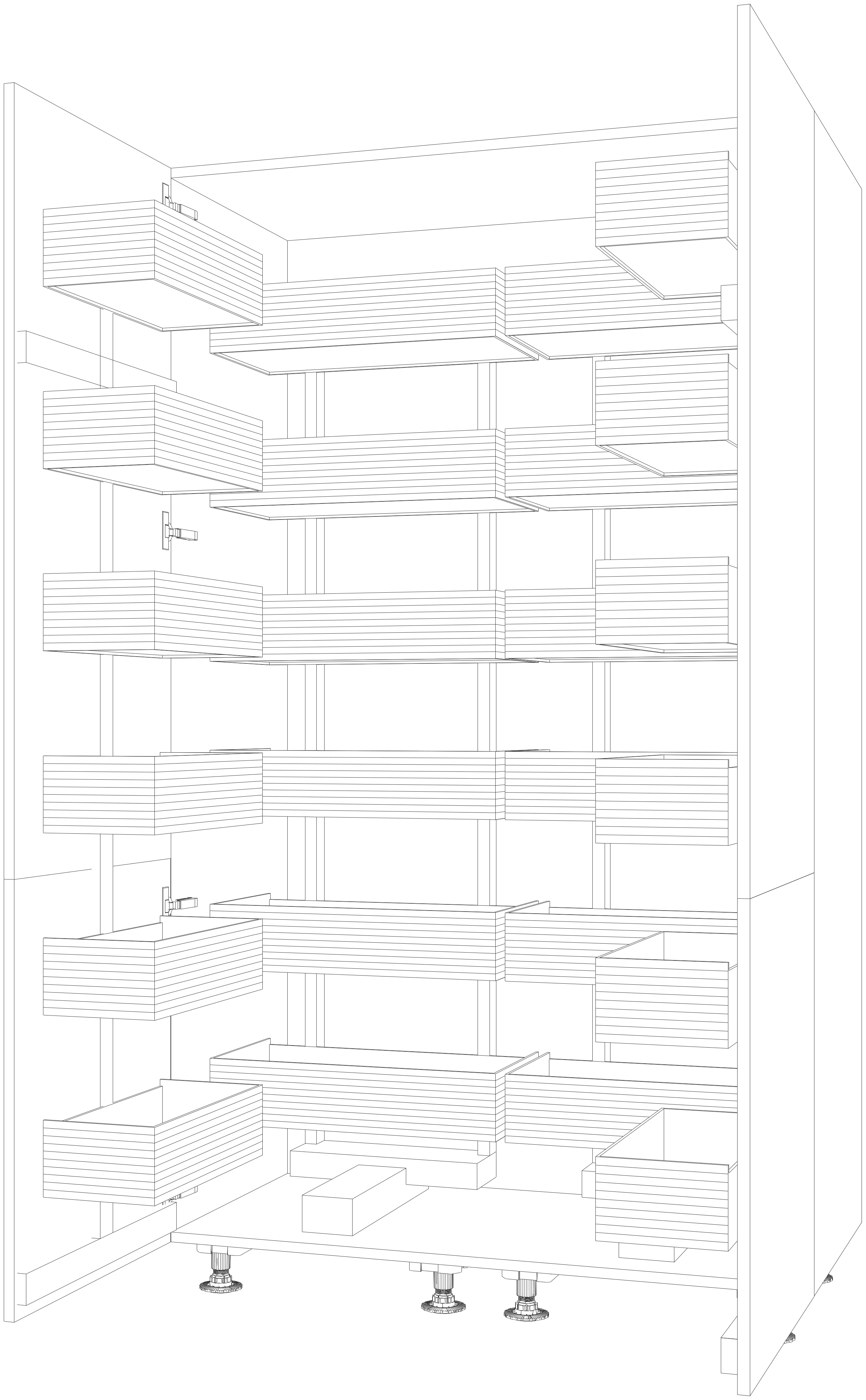 Dibujo técnico — Mueble Columna 206 Extraible Doble Urban 4 Puertas
