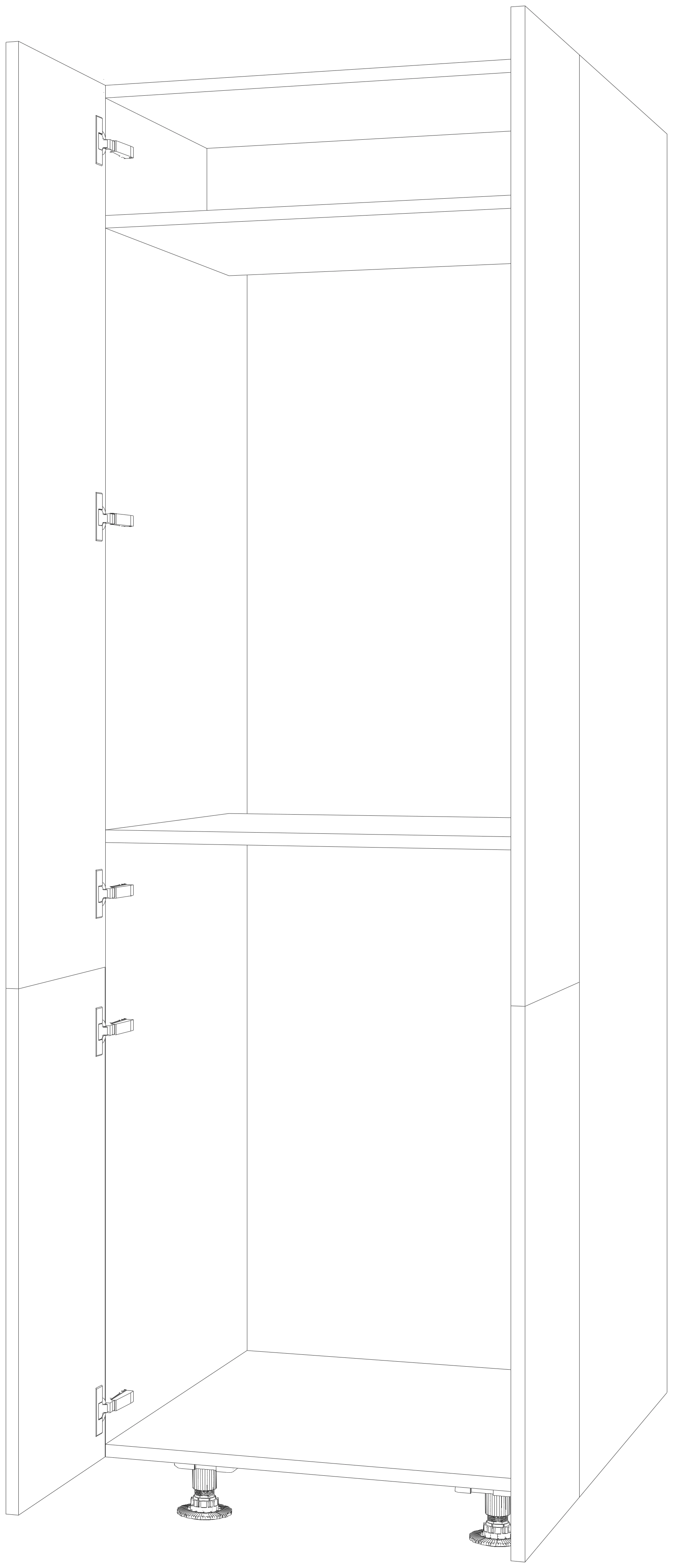 Dibujo técnico — Mueble Columna 206 Lava-Secado 4 Puertas P70