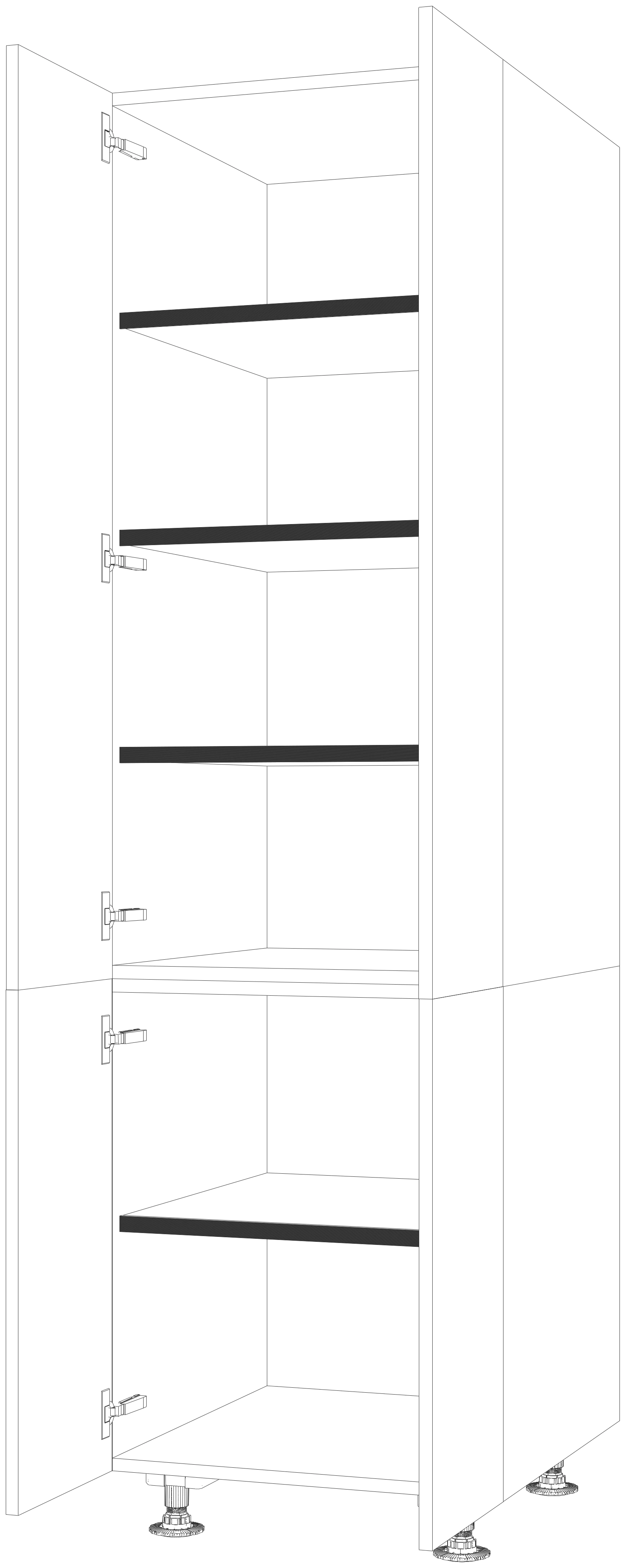 Dibujo técnico — Mueble Columna 210 Despensa 4 Puertas