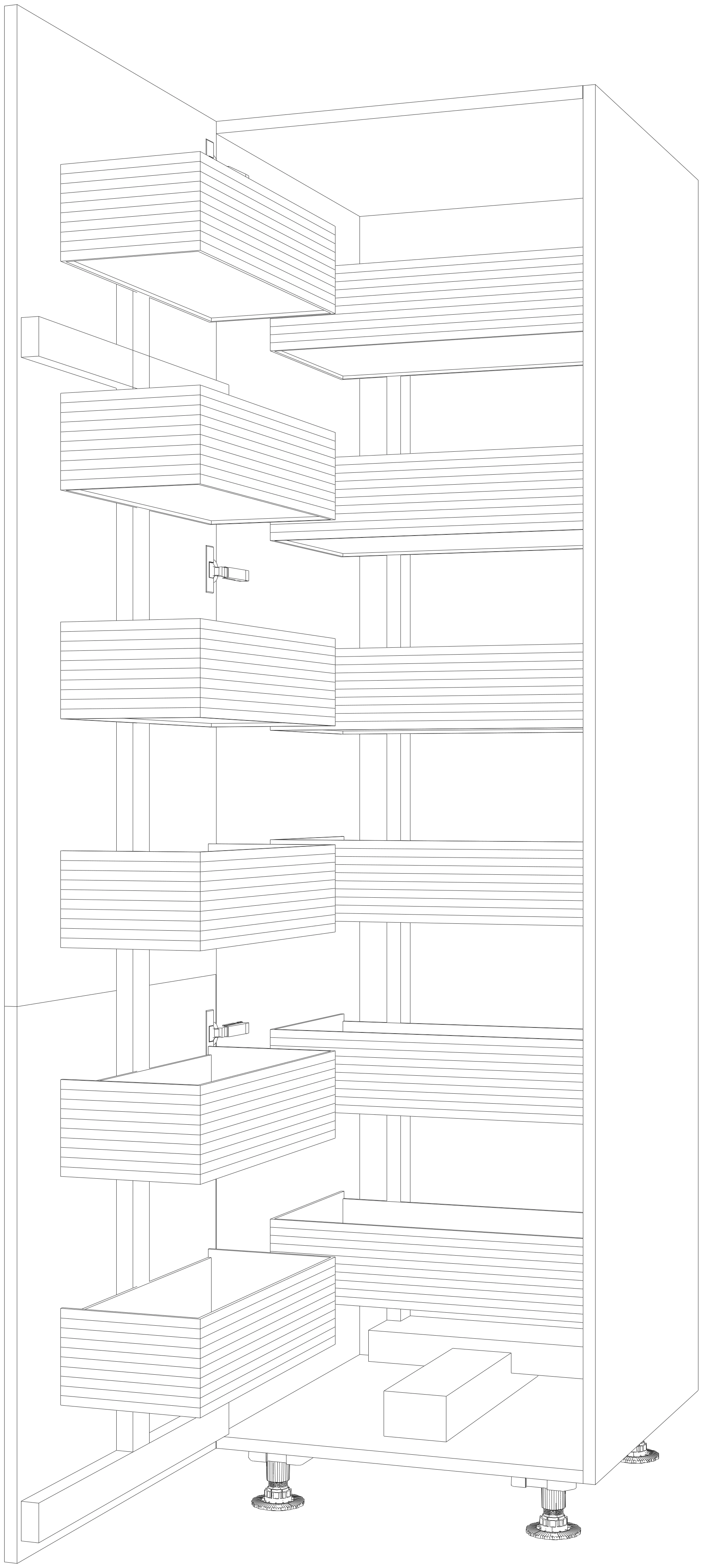 Dibujo técnico — Mueble Columna 210 Extraible Doble Urban 2 Puertas