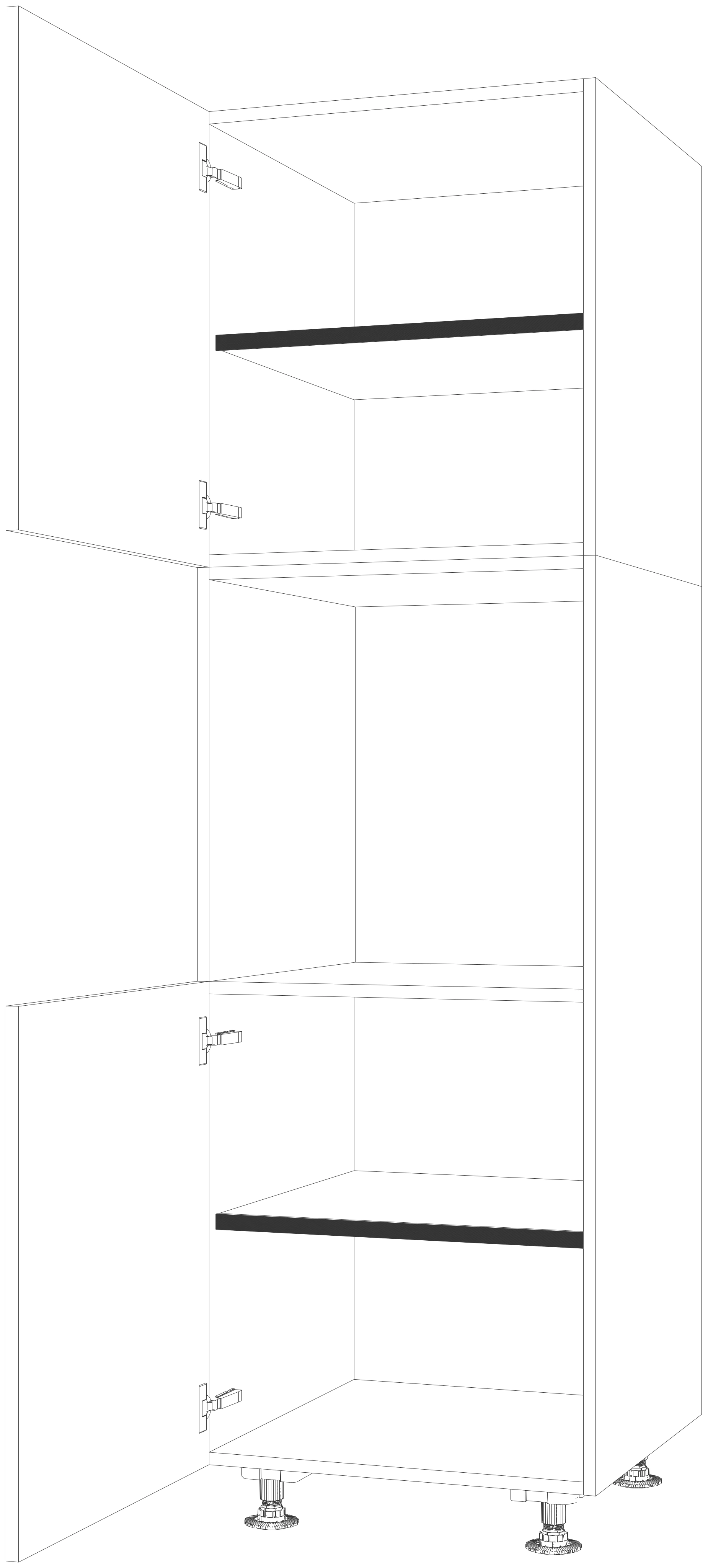 Dibujo técnico — Mueble Columna 210 Horno 2 Puertas
