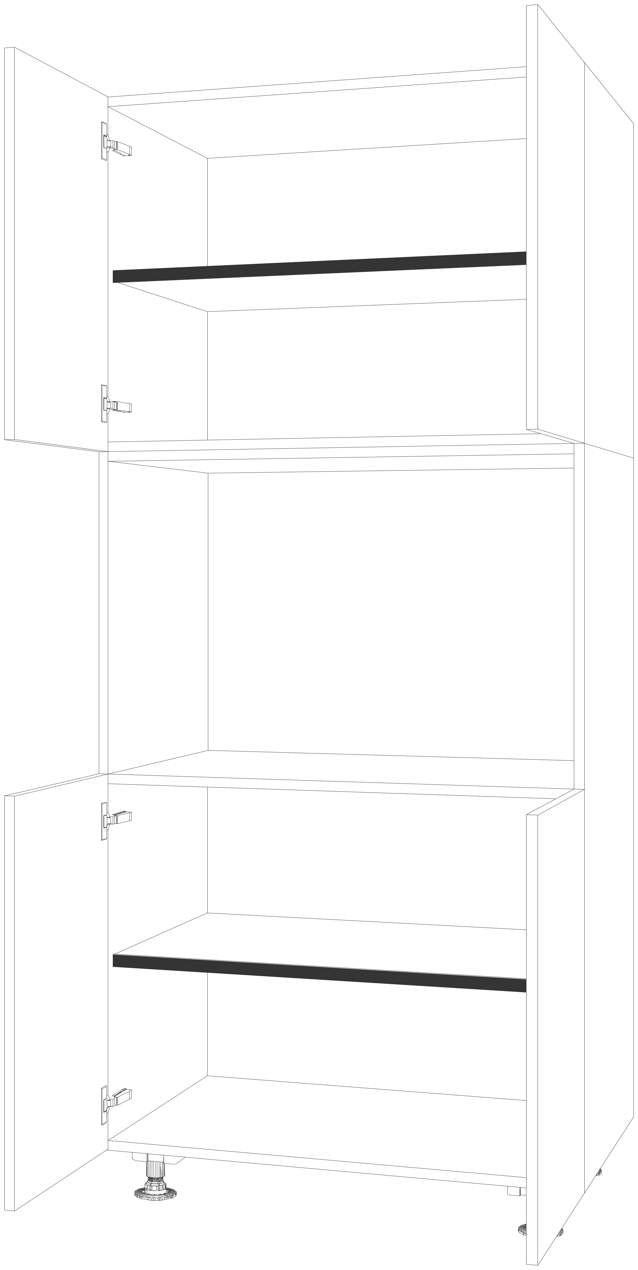 Dibujo técnico — Mueble Columna 210 Horno 4 Puertas