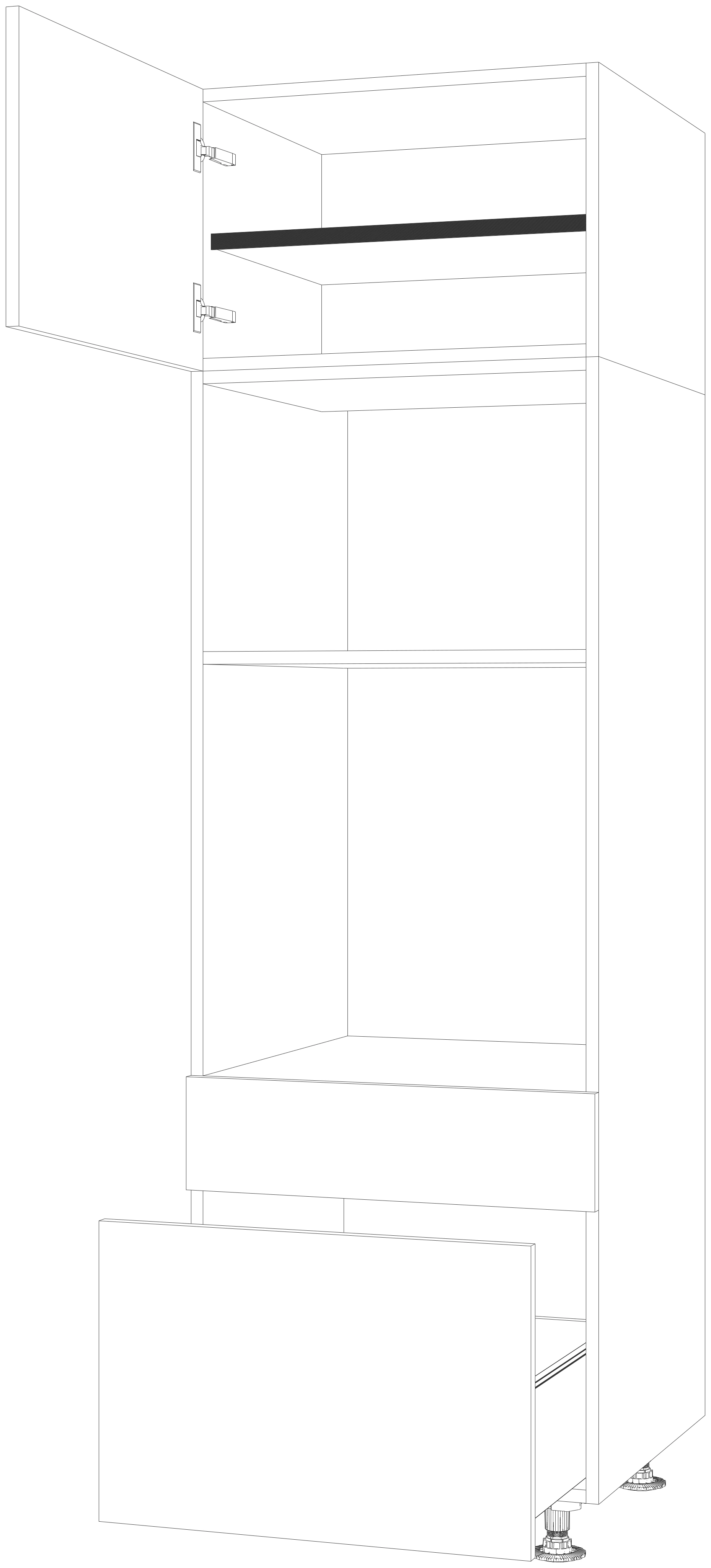 Dibujo técnico — Mueble Columna 210 Horno Micro 1 Cajon 1 Cacerolero 1 Puerta