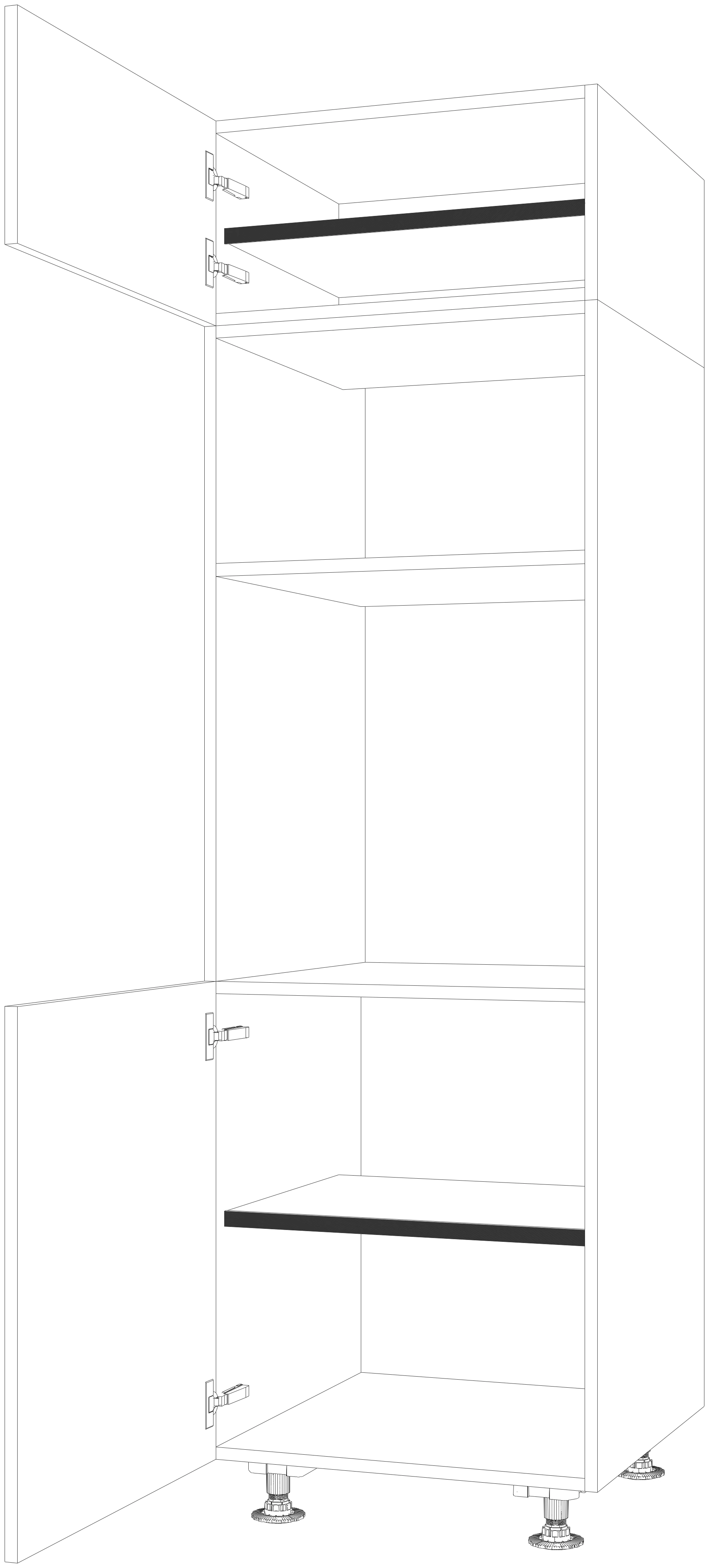 Dibujo técnico — Mueble Columna 210 Horno Micro 2 Puertas