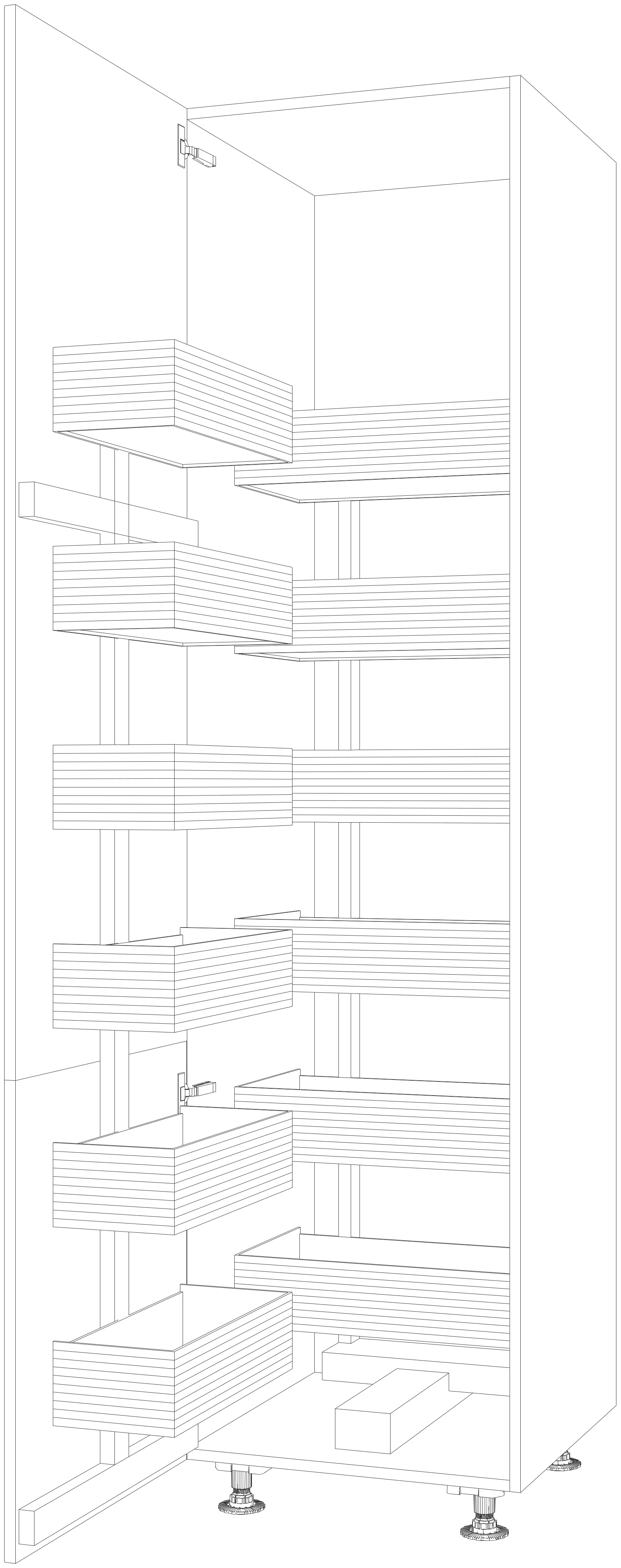 Dibujo técnico — Mueble Columna 216 Extraible Doble Urban 2 Puertas