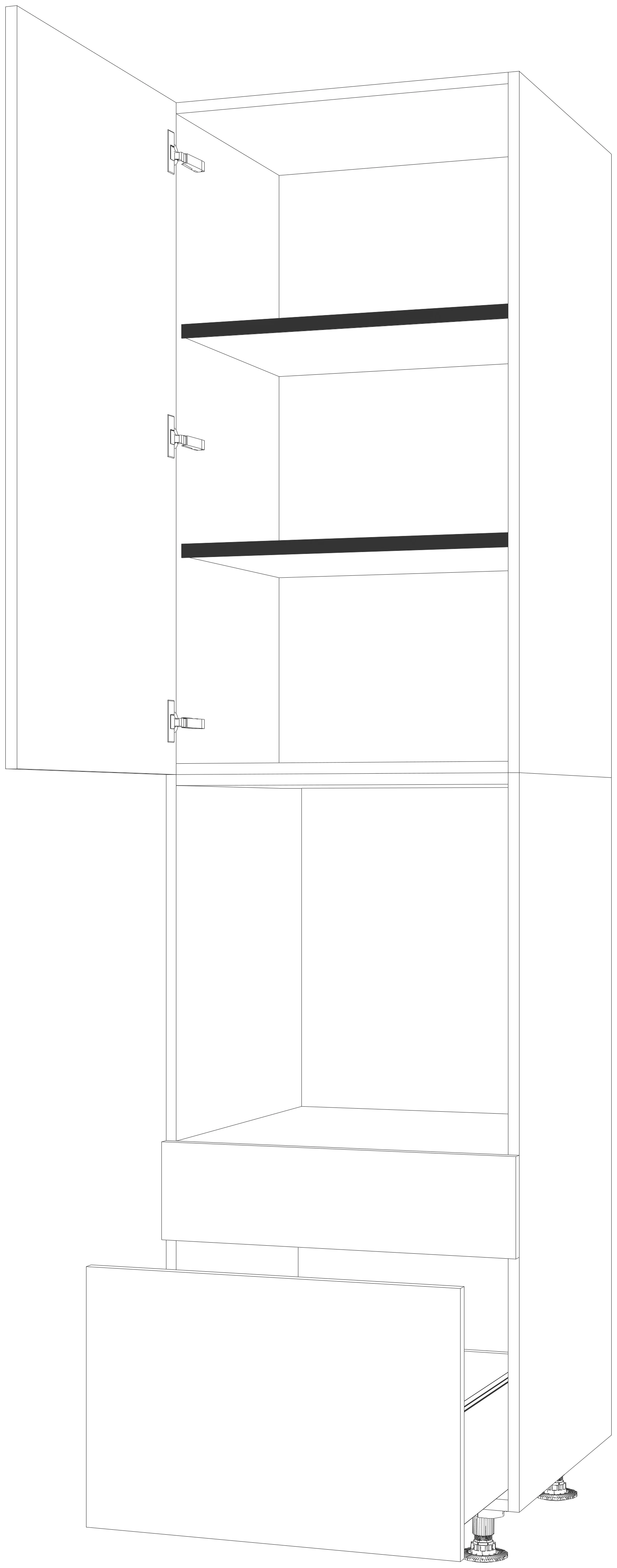 Dibujo técnico — Mueble Columna 216 Horno 1 Cajon 1 Cacerolero 1 Puerta
