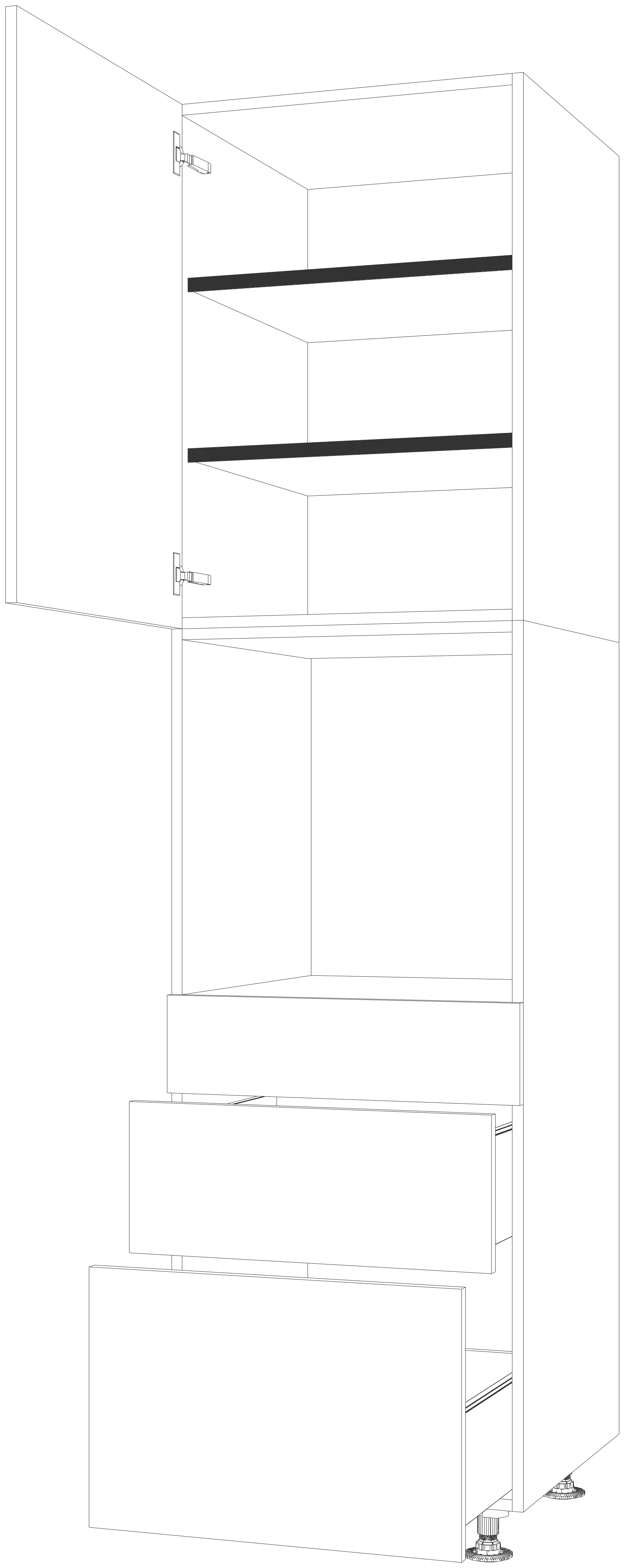 Dibujo técnico — Mueble Columna 216 Horno 1 Cajon 2 Caceroleros 1 Puerta
