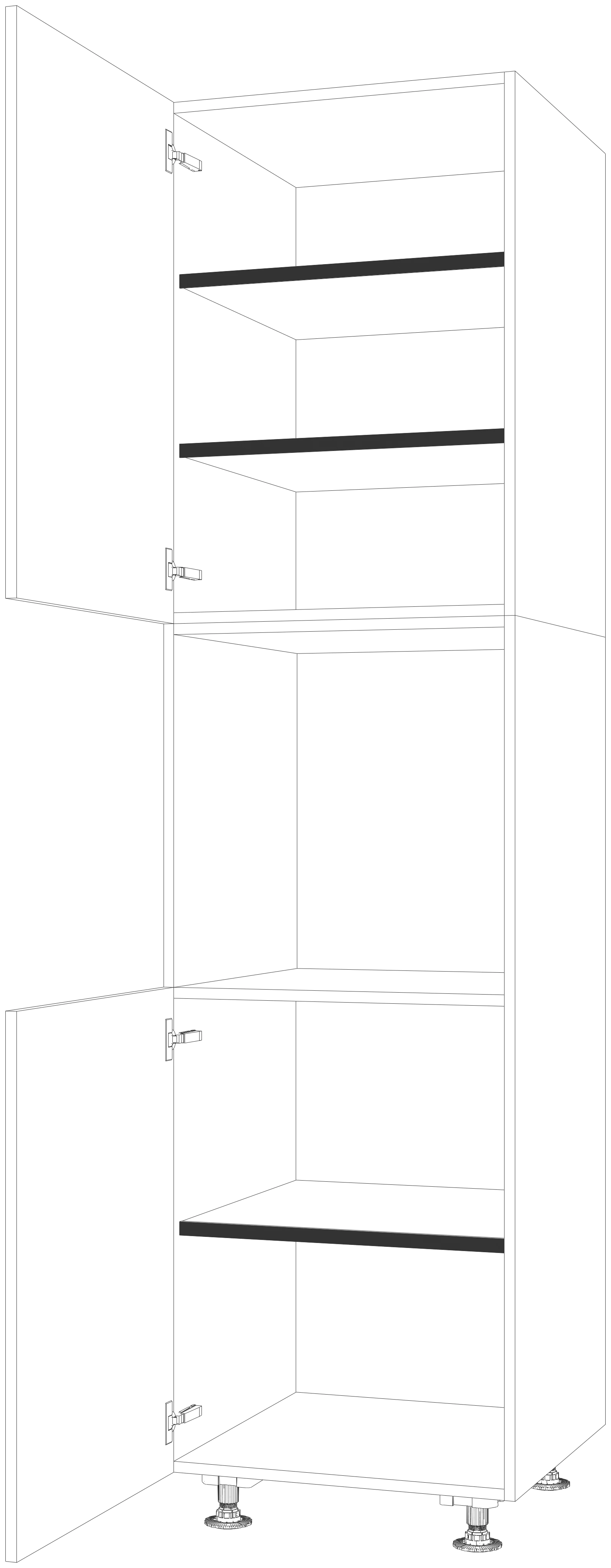 Dibujo técnico — Mueble Columna 216 Horno 2 Puertas