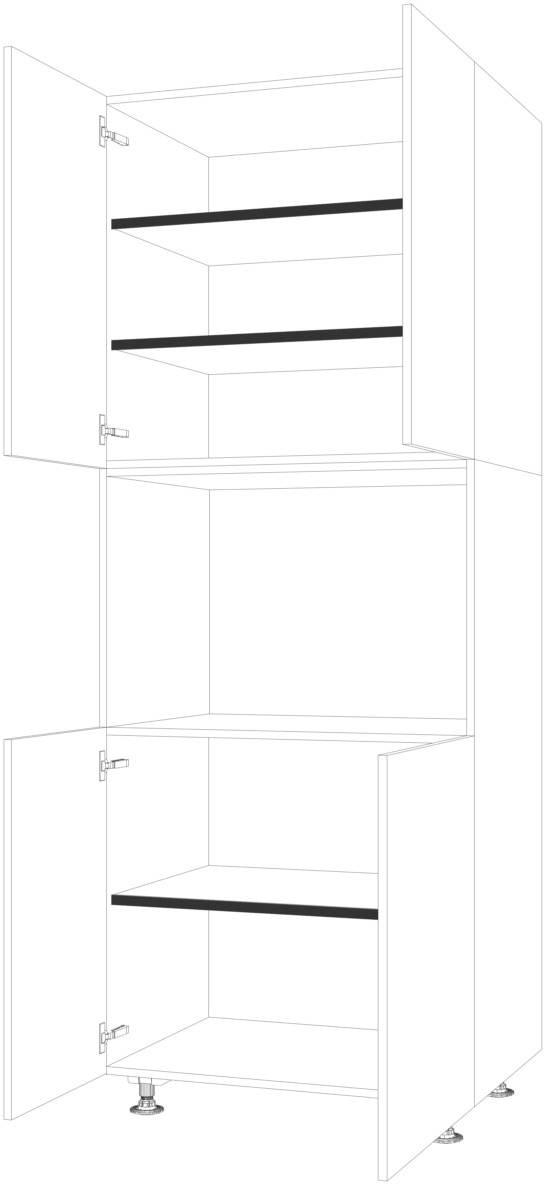 Dibujo técnico — Mueble Columna 216 Horno 4 Puertas