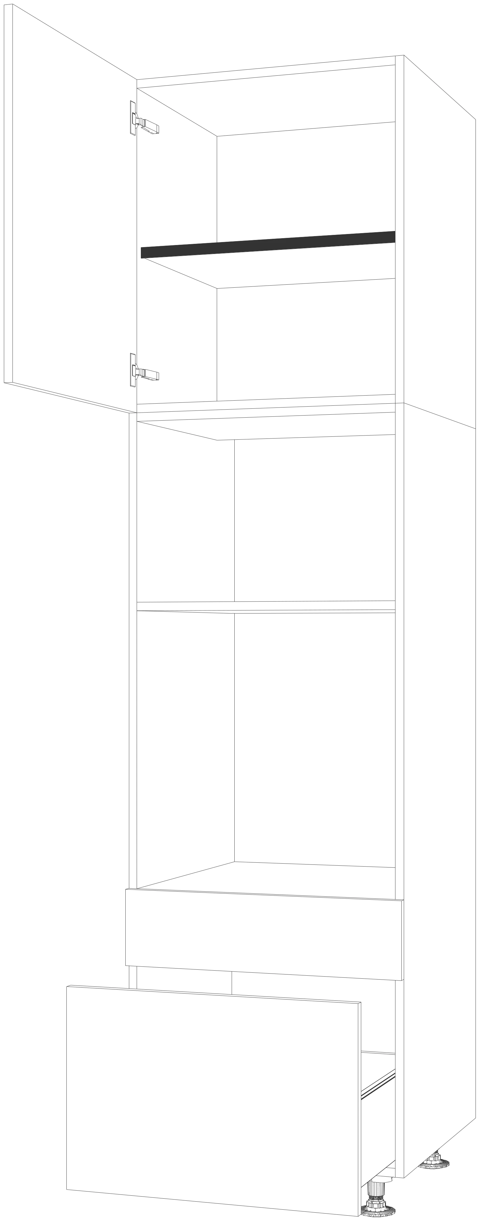 Dibujo técnico — Mueble Columna 220 Horno Micro 1 Cajon 1 Cacerolero 1 Puerta
