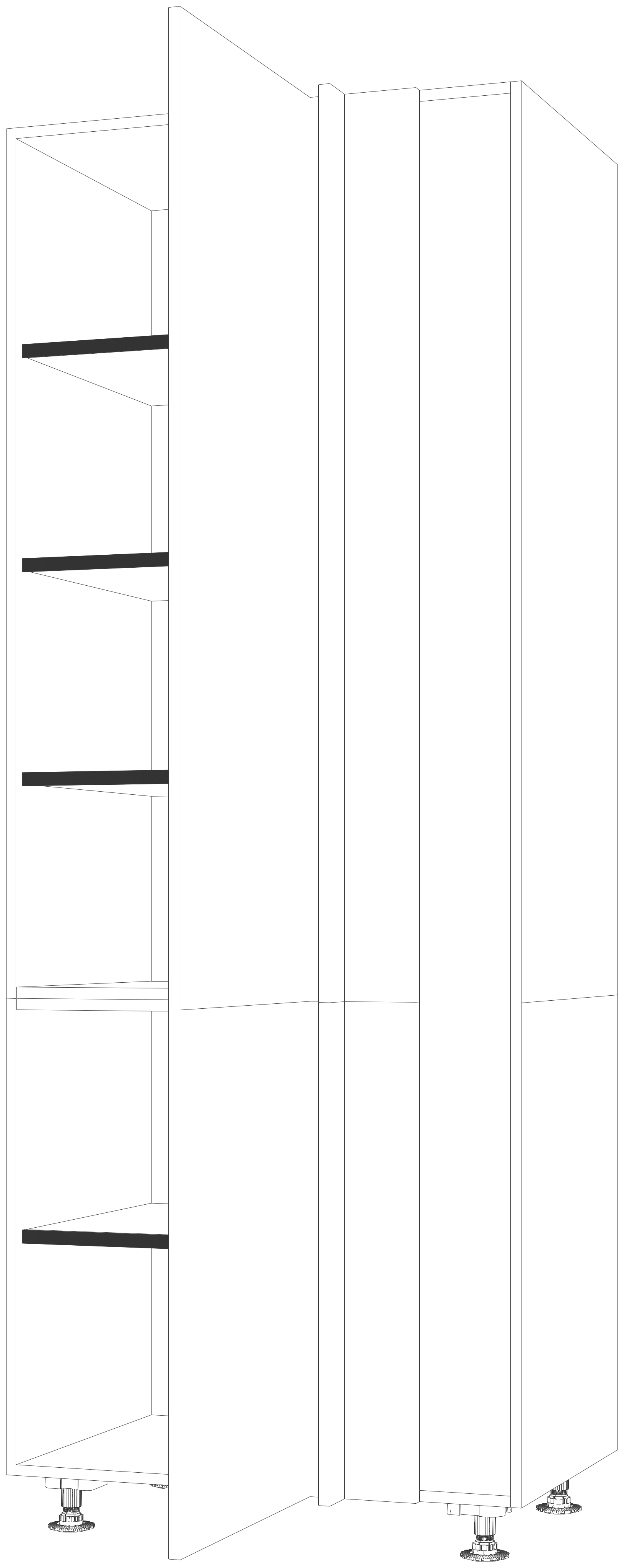 Dibujo técnico — Mueble Columna 226 Despensa Rincon Ciego 2 Puertas