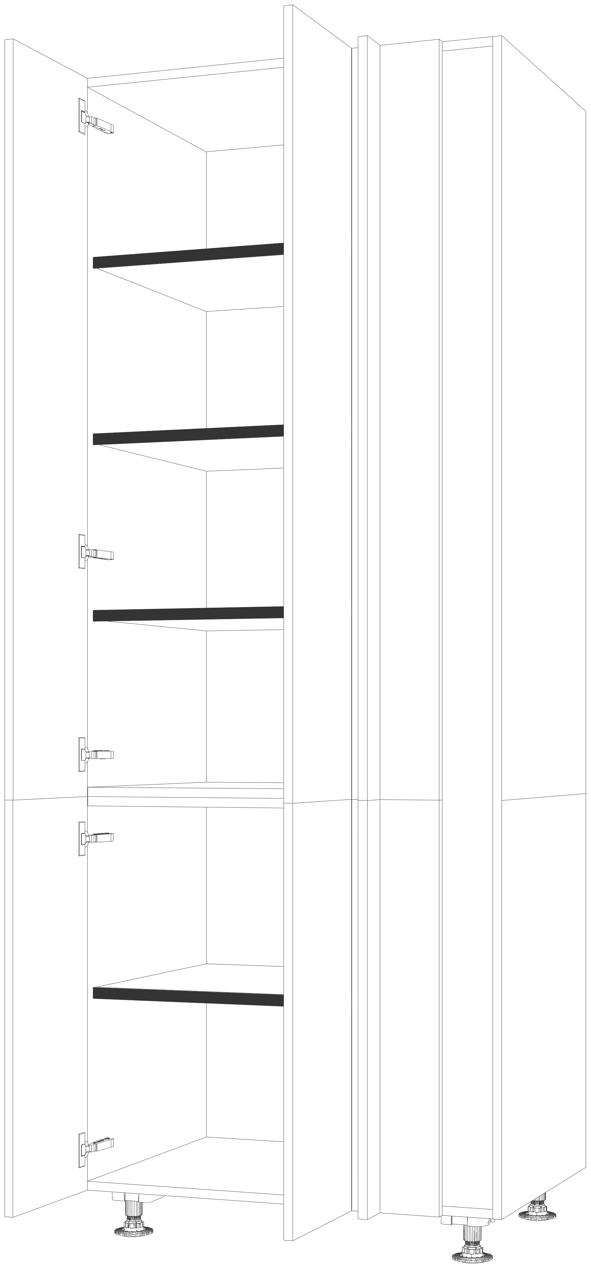 Dibujo técnico — Mueble Columna 226 Despensa Rincon Ciego 4 Puertas