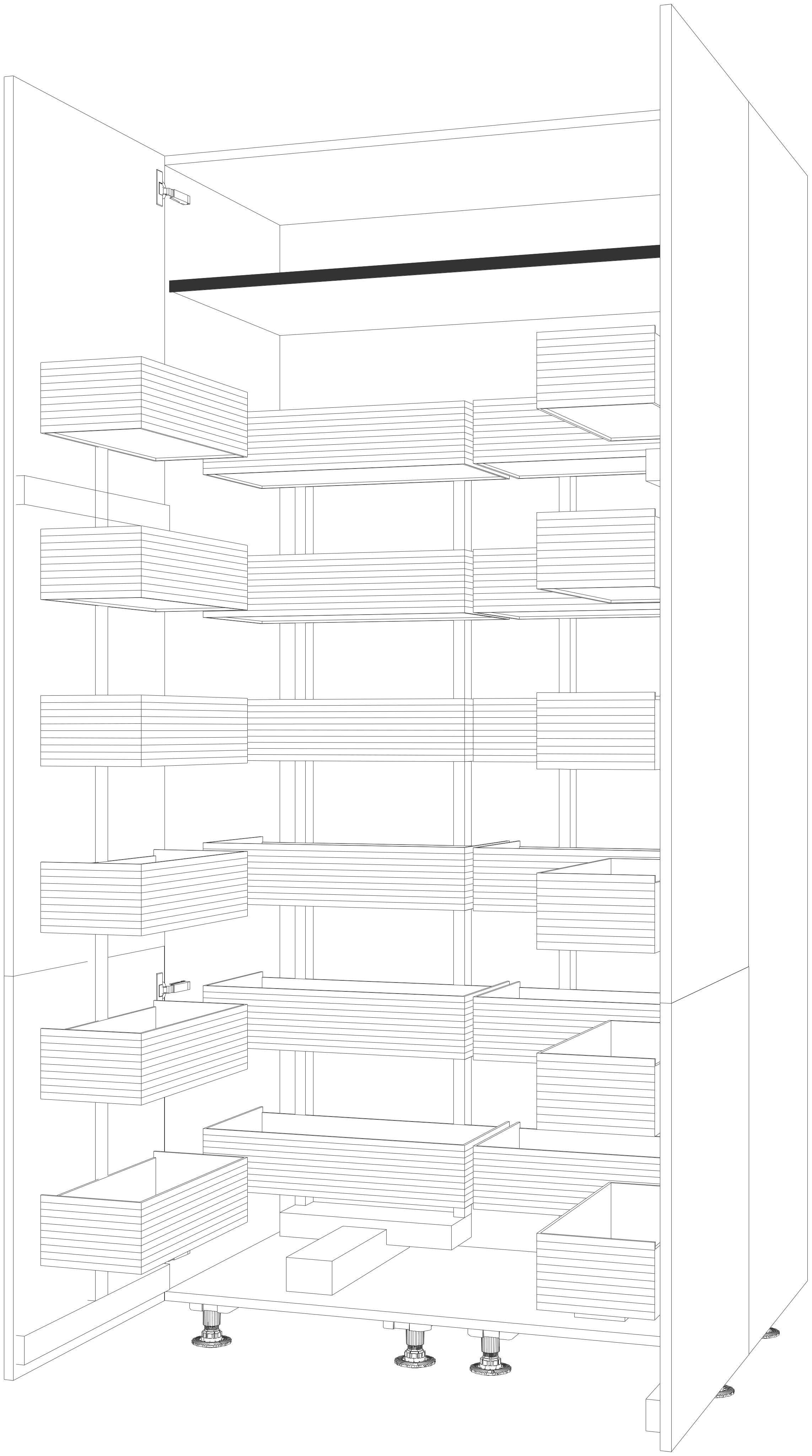 Dibujo técnico — Mueble Columna 226 Extraible Doble Urban 4 Puertas
