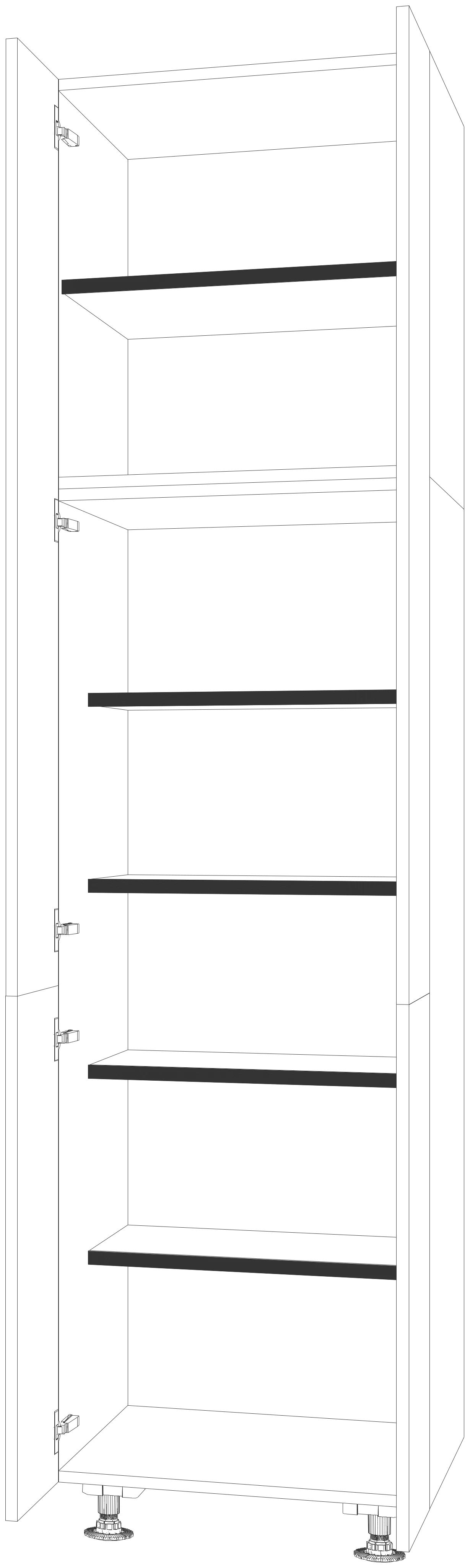 Dibujo técnico — Mueble Columna 230 Escobero 4 Puertas