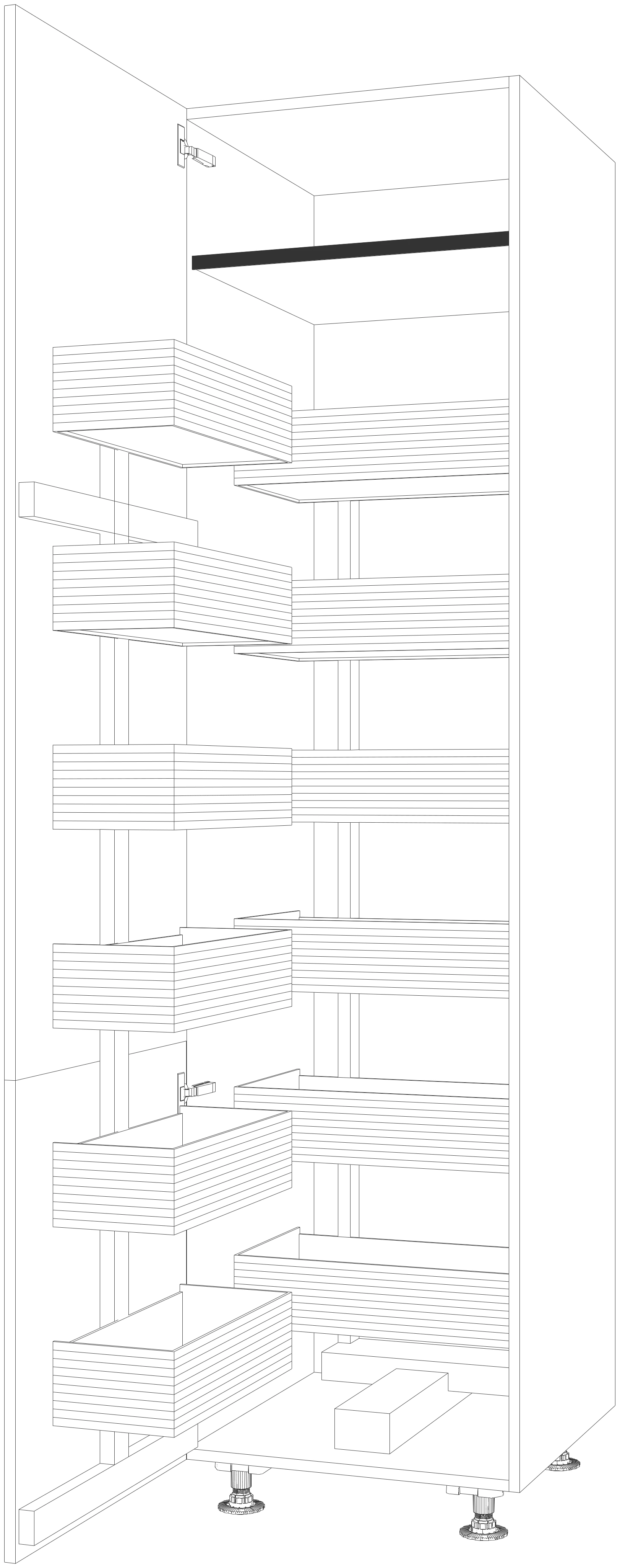 Dibujo técnico — Mueble Columna 230 Extraible Doble Urban 2 Puertas