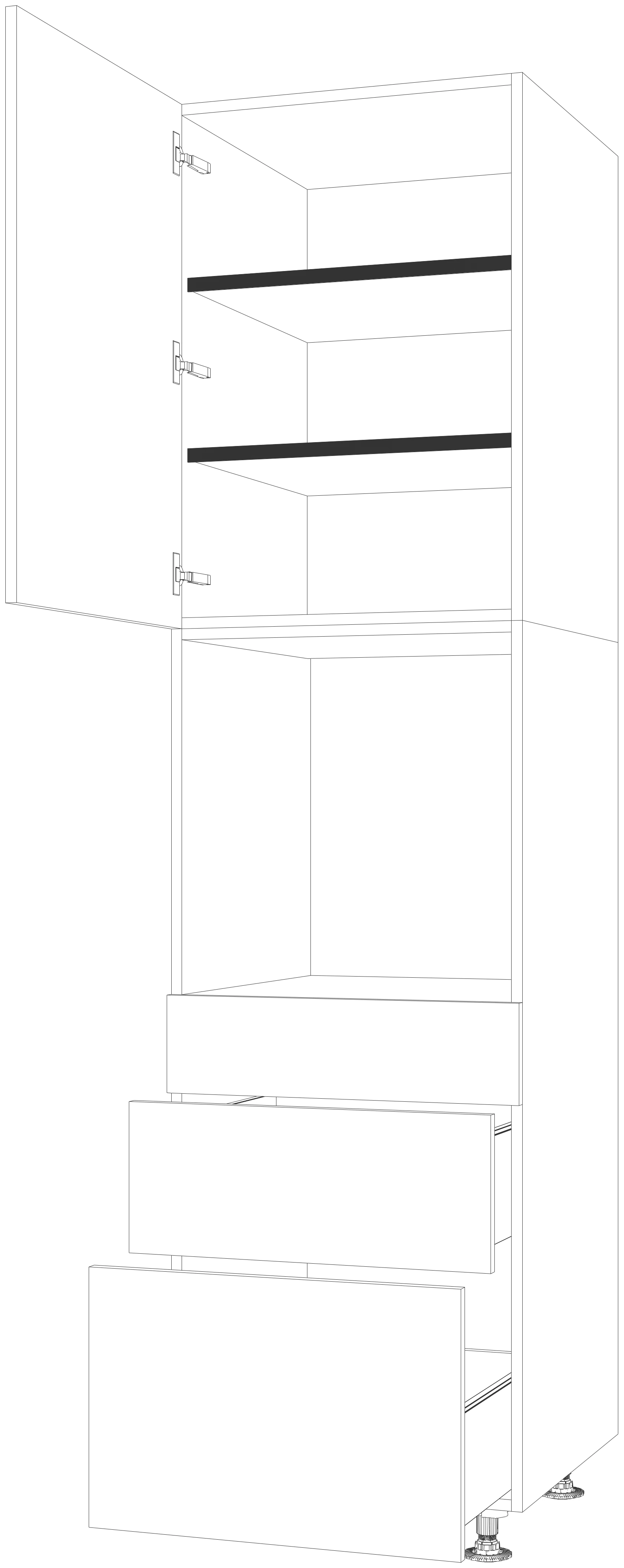 Dibujo técnico — Mueble Columna 234 Horno 1 Cajon 2 Caceroleros 1 Puerta