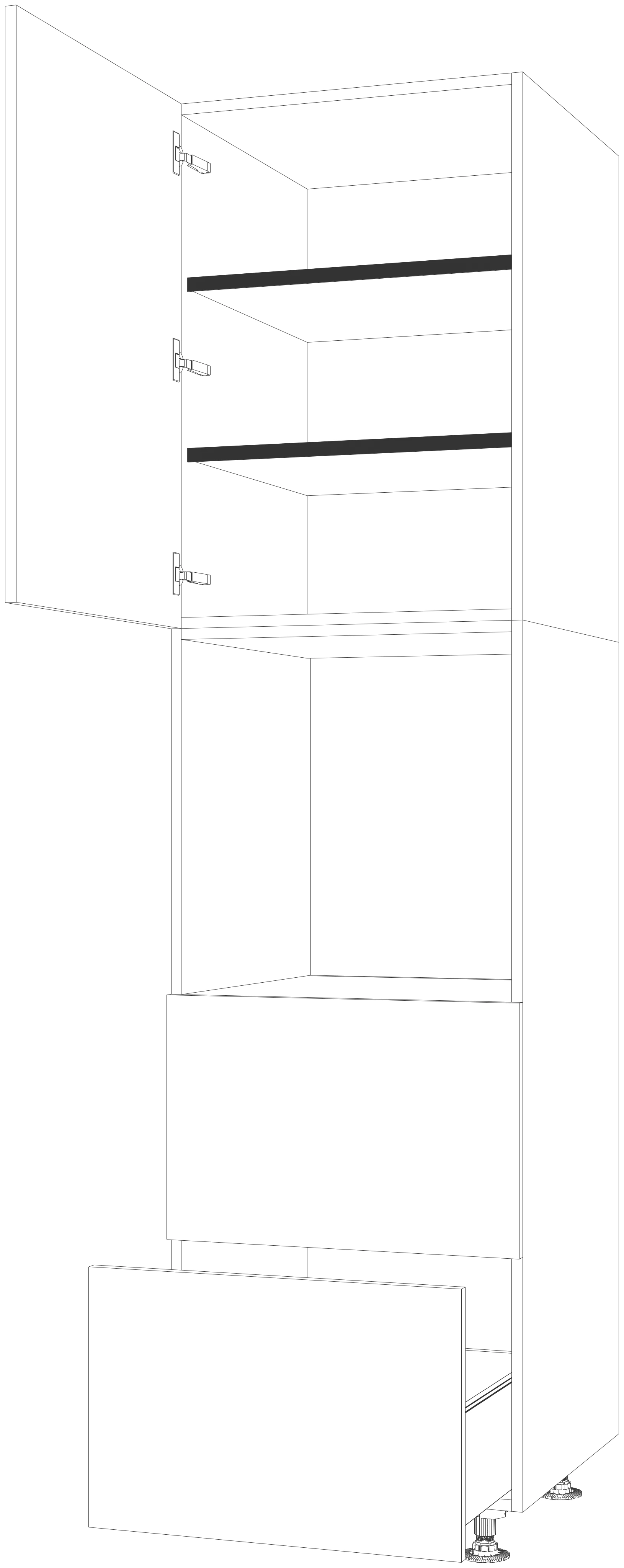 Dibujo técnico — Mueble Columna 234 Horno 2 Caceroleros 1 Puerta