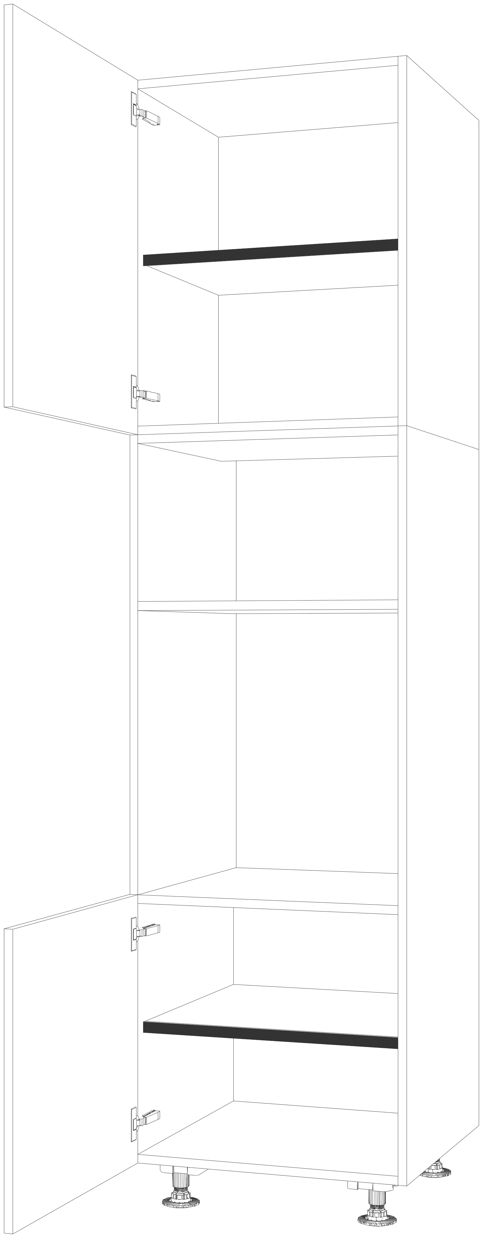 Dibujo técnico — Mueble Columna 234 Horno Micro 2 Puertas