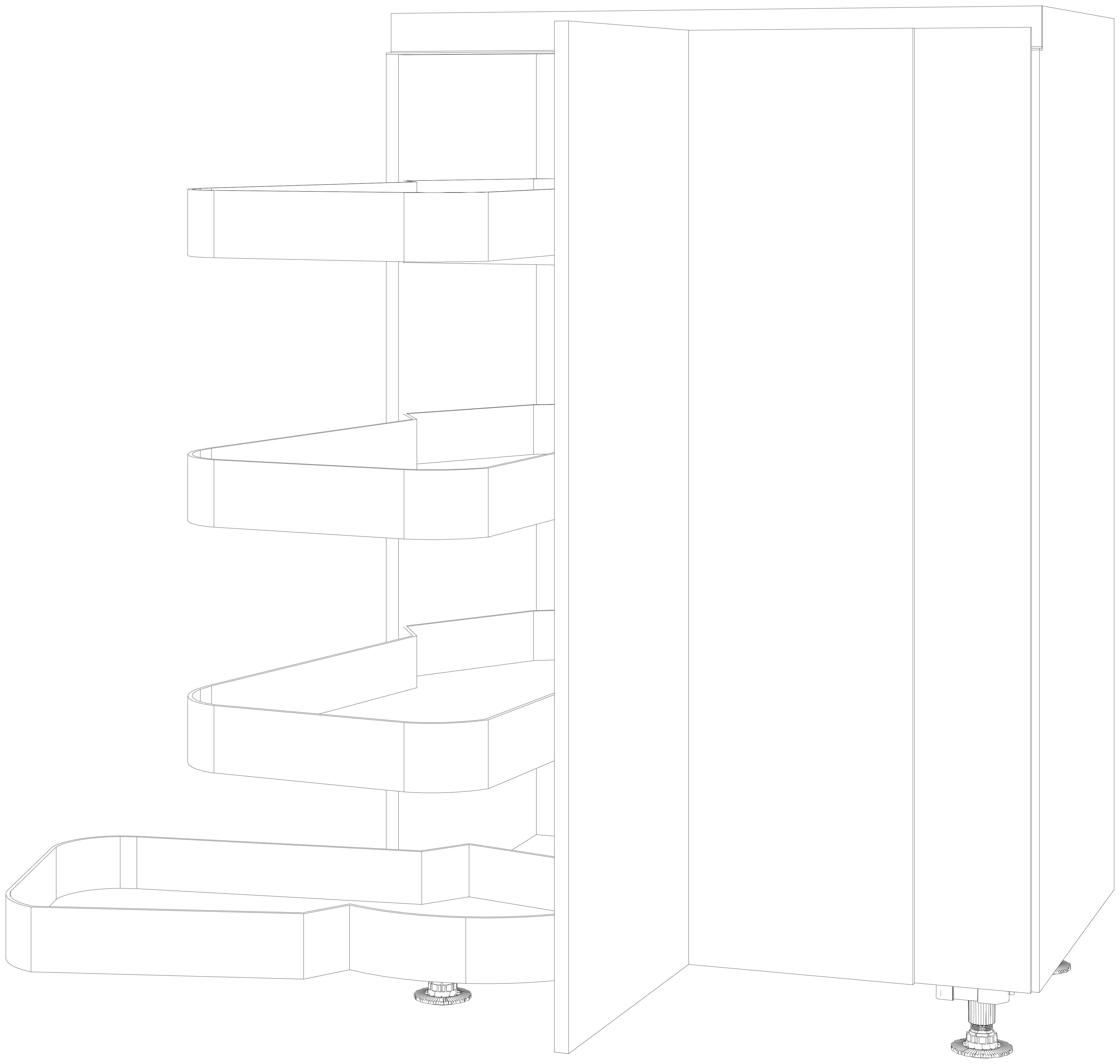 Dibujo técnico — Mueble Columna Gola 126 Rincon Ciego Sistema Lemans 1 Puerta