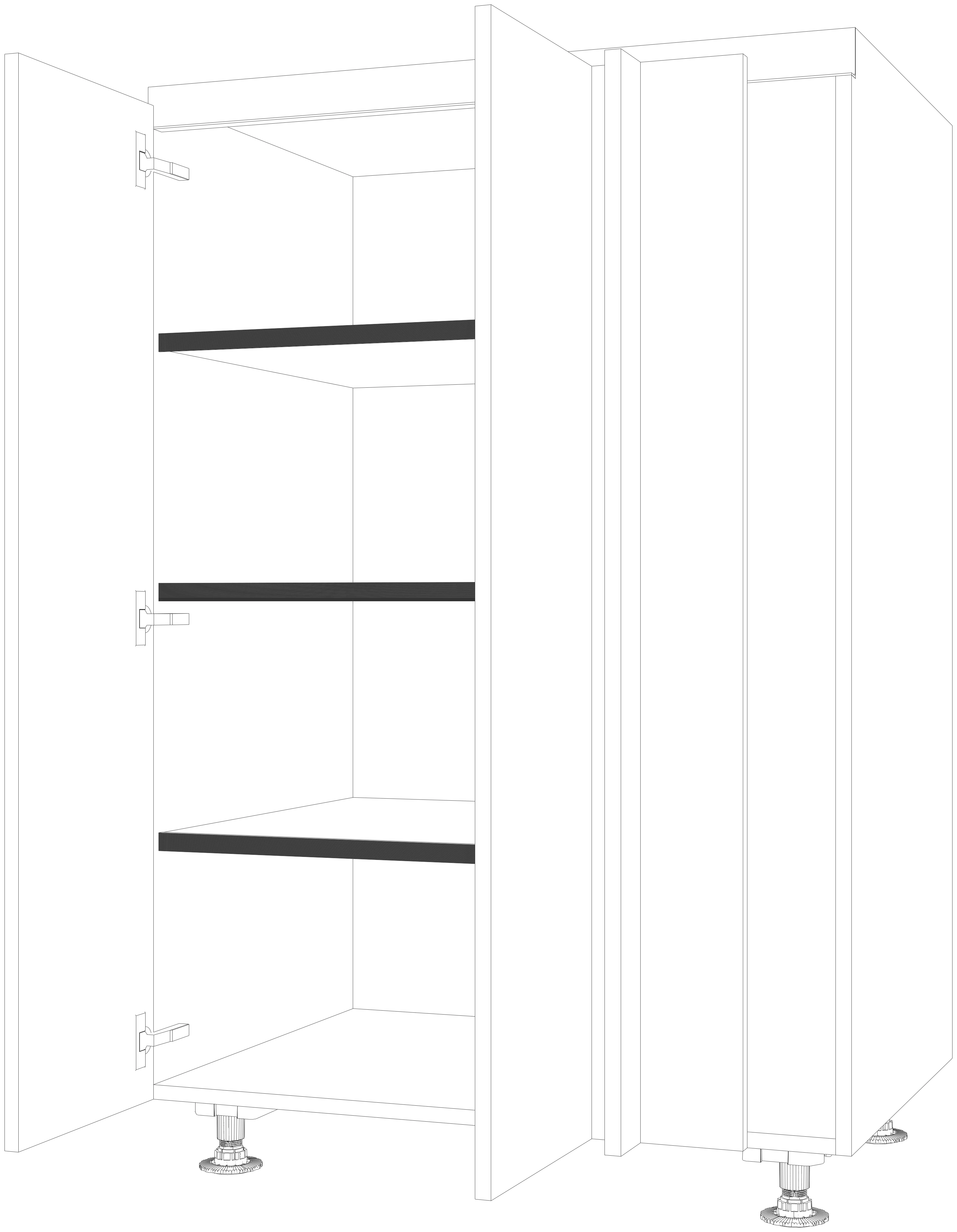 Dibujo técnico — Mueble Columna Gola 146 Rincon Ciego 2 Puertas
