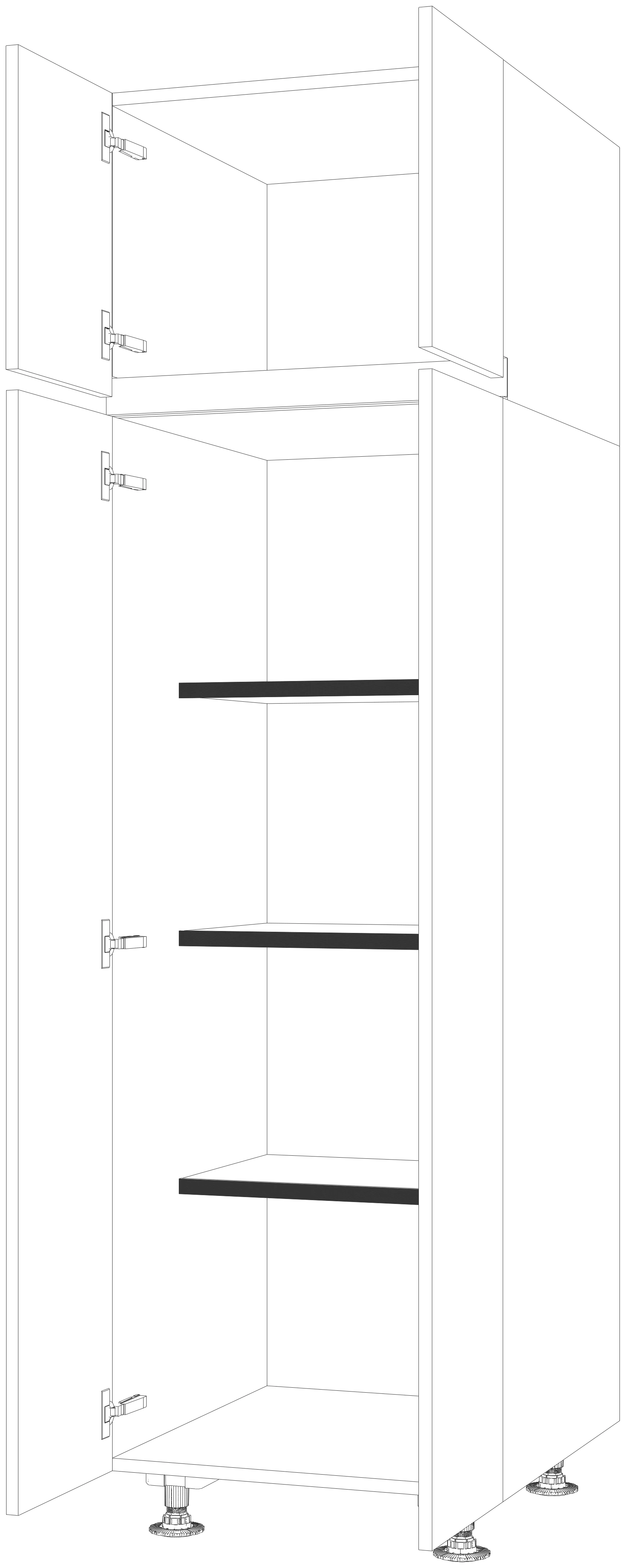 Dibujo técnico — Mueble Columna Gola 206 Escobero 4 Puertas