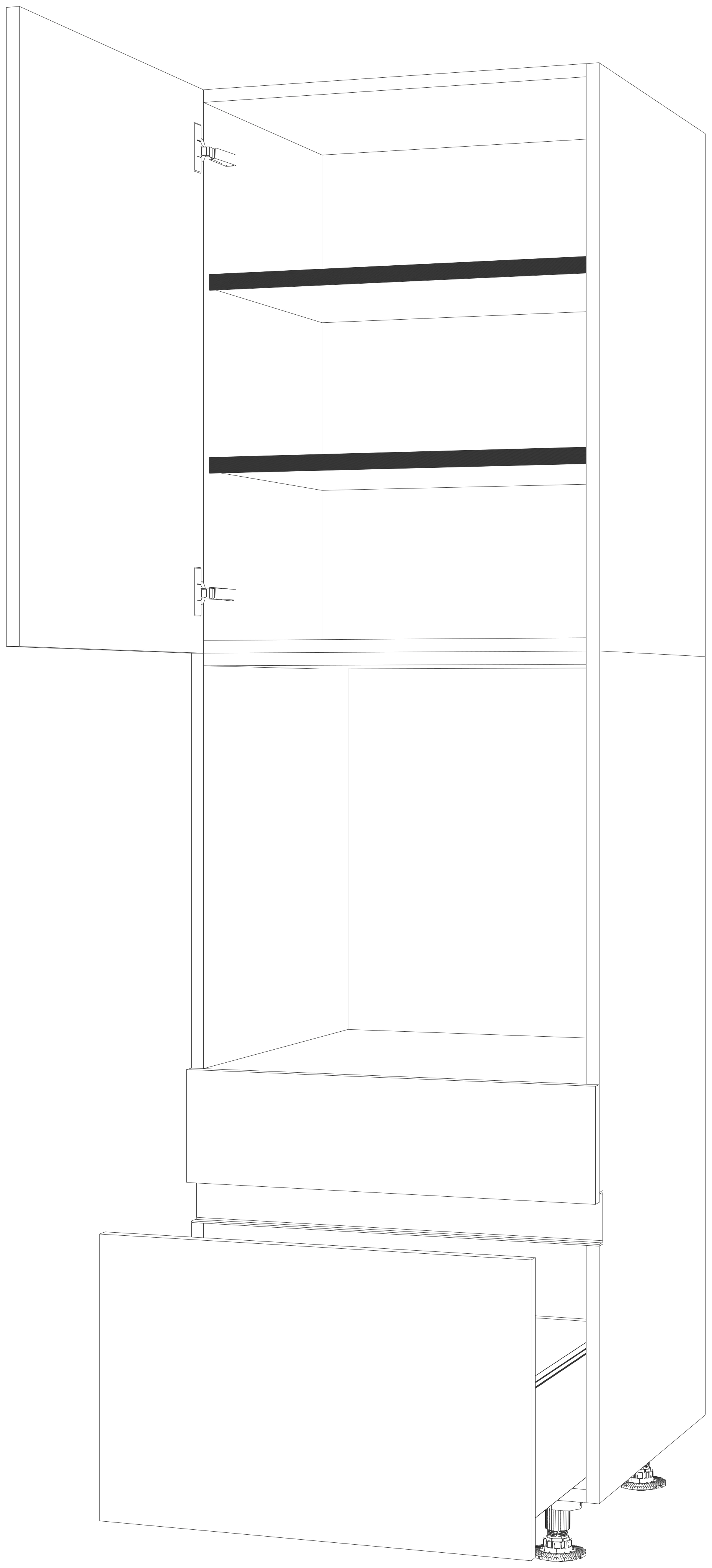 Dibujo técnico — Mueble Columna Gola 206 Horno 1 Cajon 1 Cacerolero 1 Puerta
