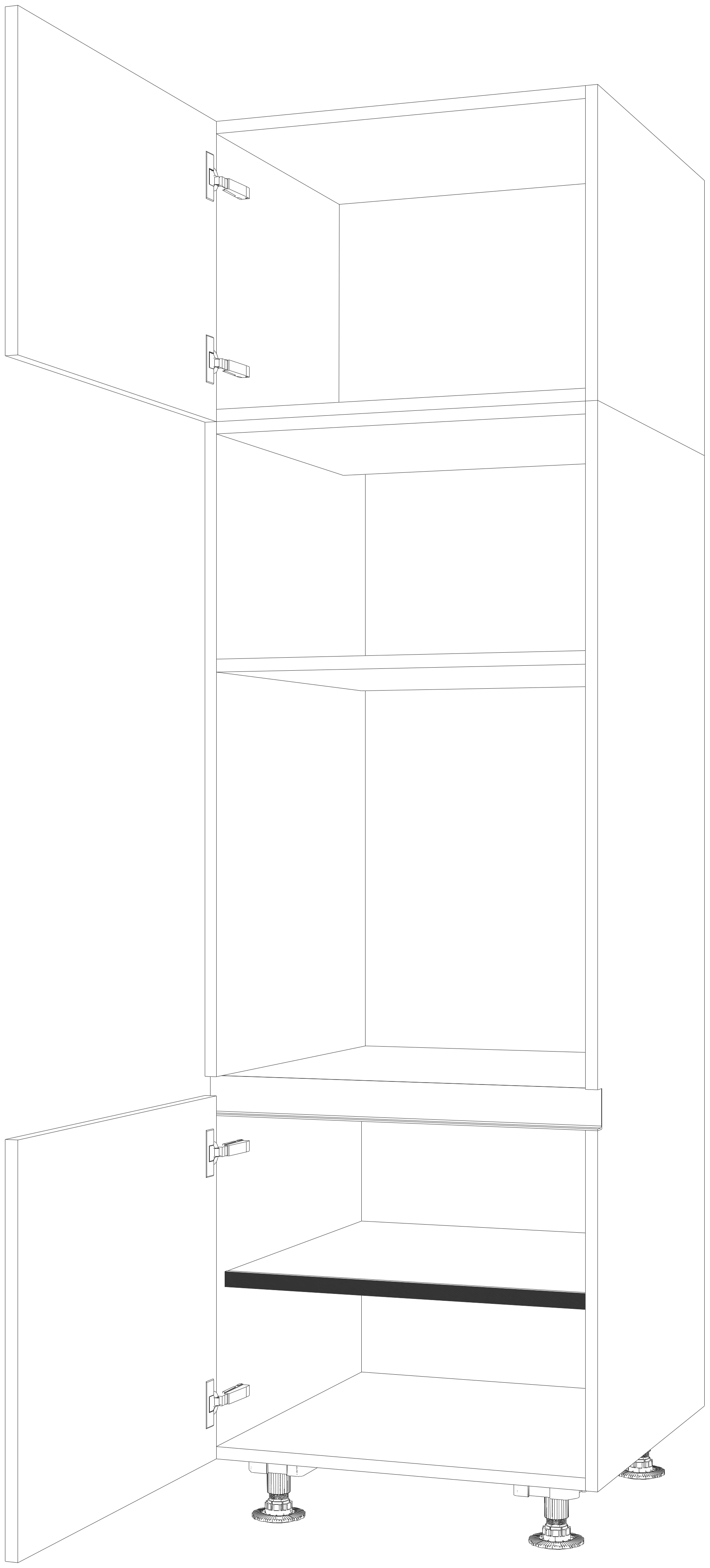 Dibujo técnico — Mueble Columna Gola 206 Horno Micro 2 Puertas