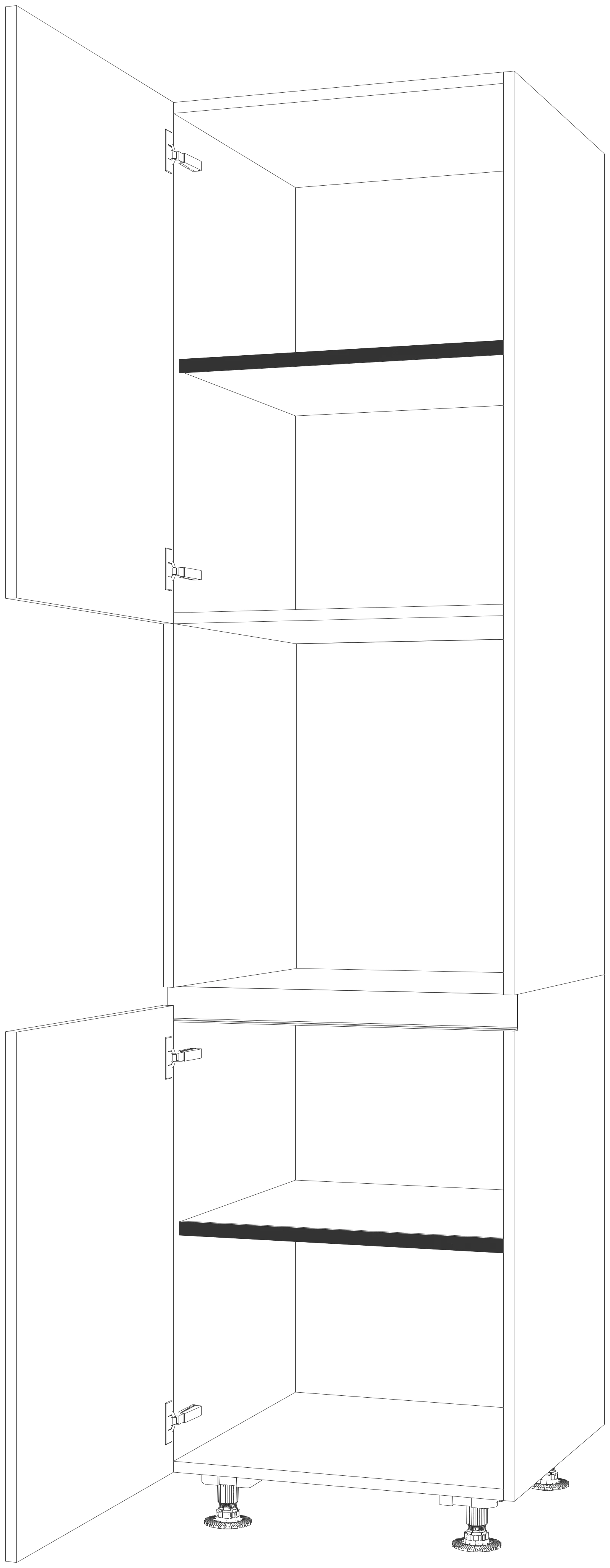 Dibujo técnico — Mueble Columna Gola 216 Horno 2 Puertas